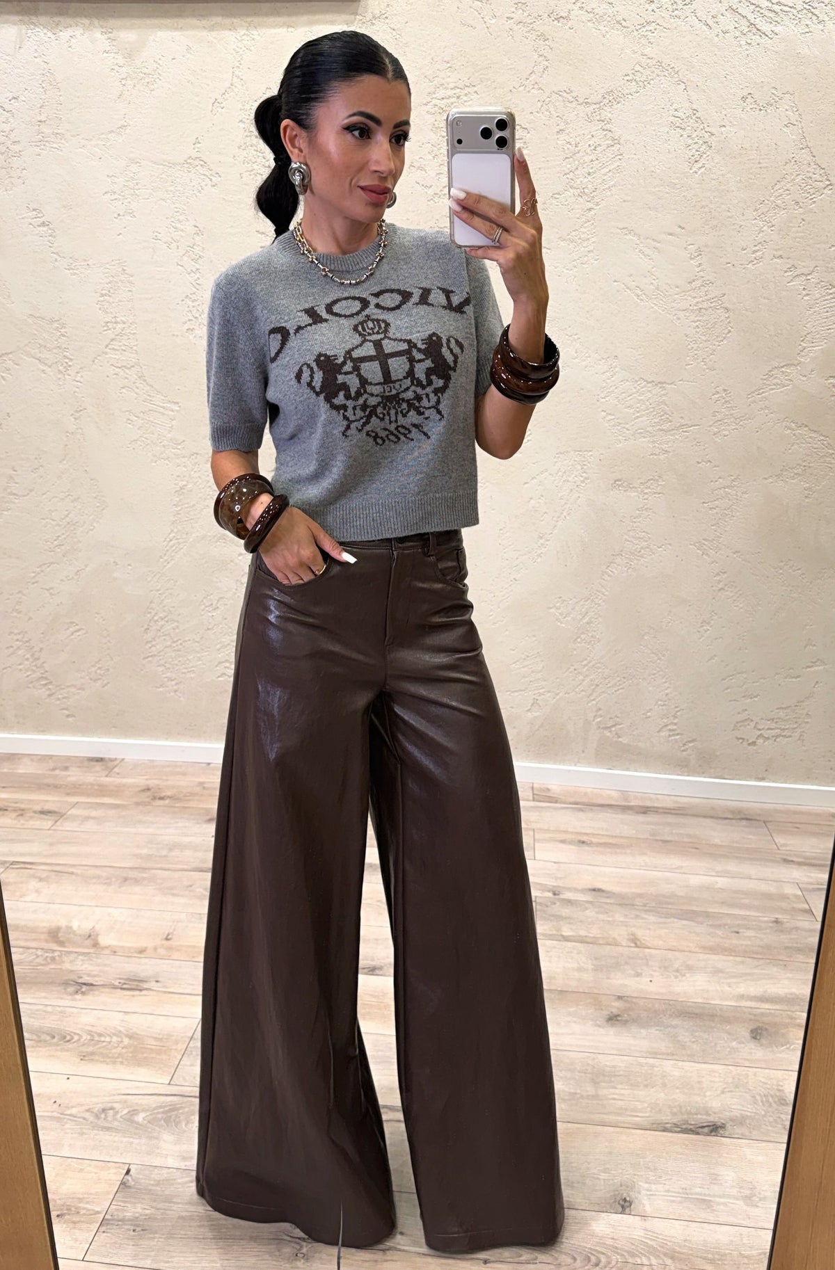 Pullover crop a manica corta