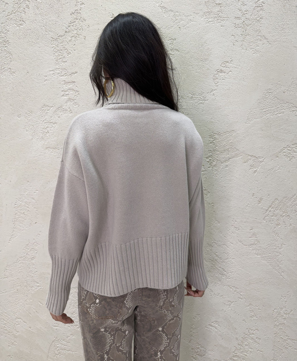 Pullover a collo alto in pura lana