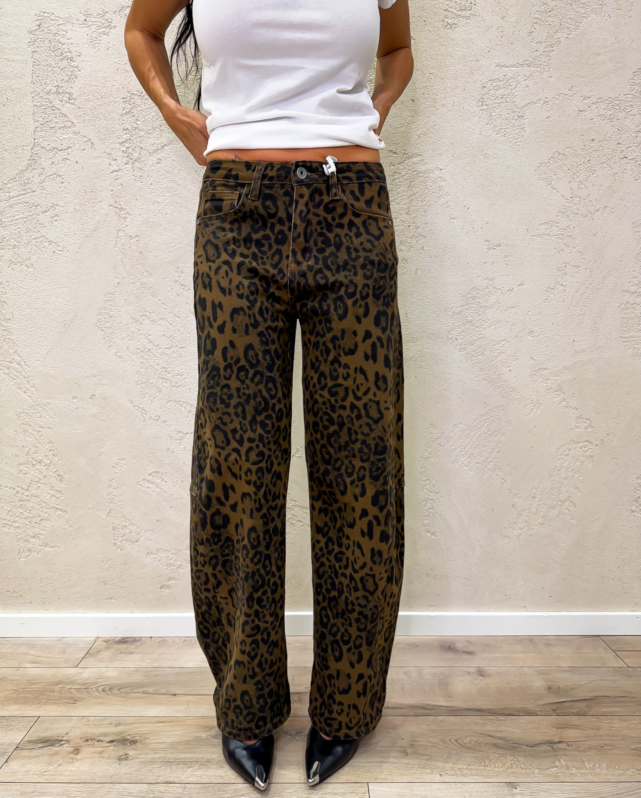 Pantalone elasticizzato modello baloon maculato