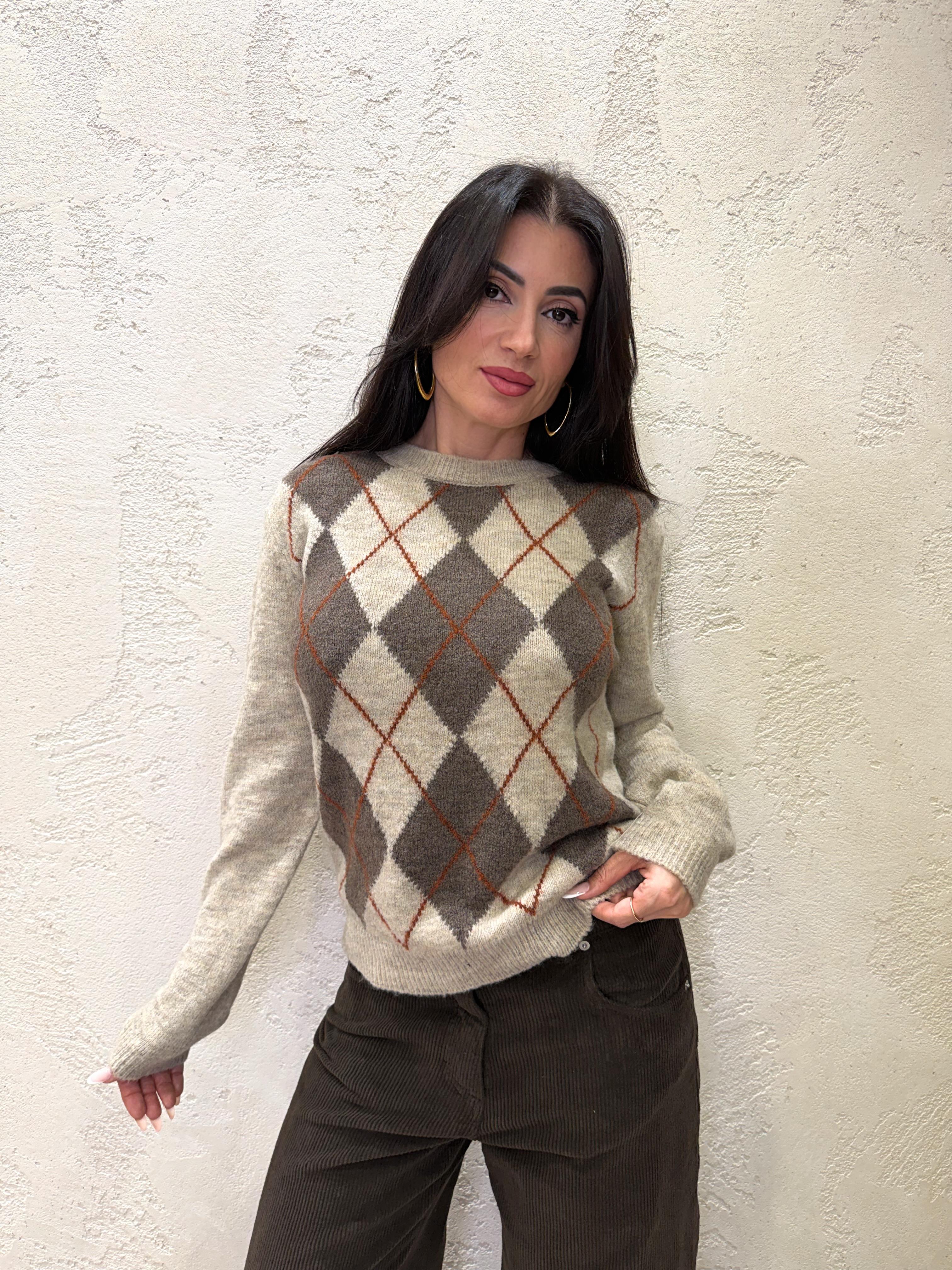 pull misto lana in fantasia MFP-P215 BEIGE/MORO HAVEONE 
