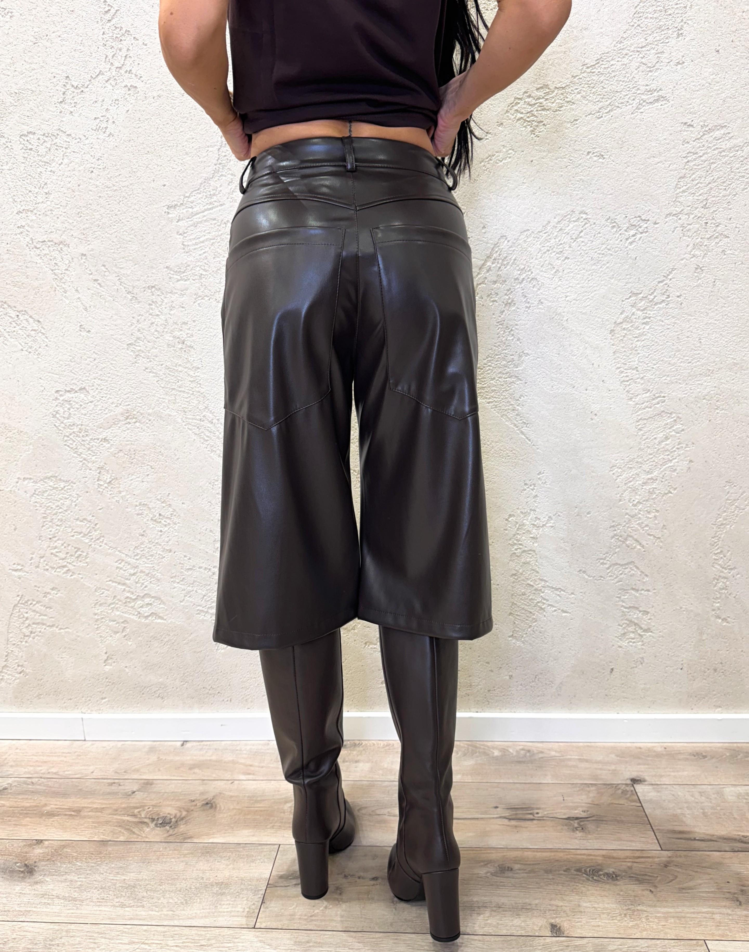 maxi bermuda in ecopelle 224191 MORO TENSIONE IN 