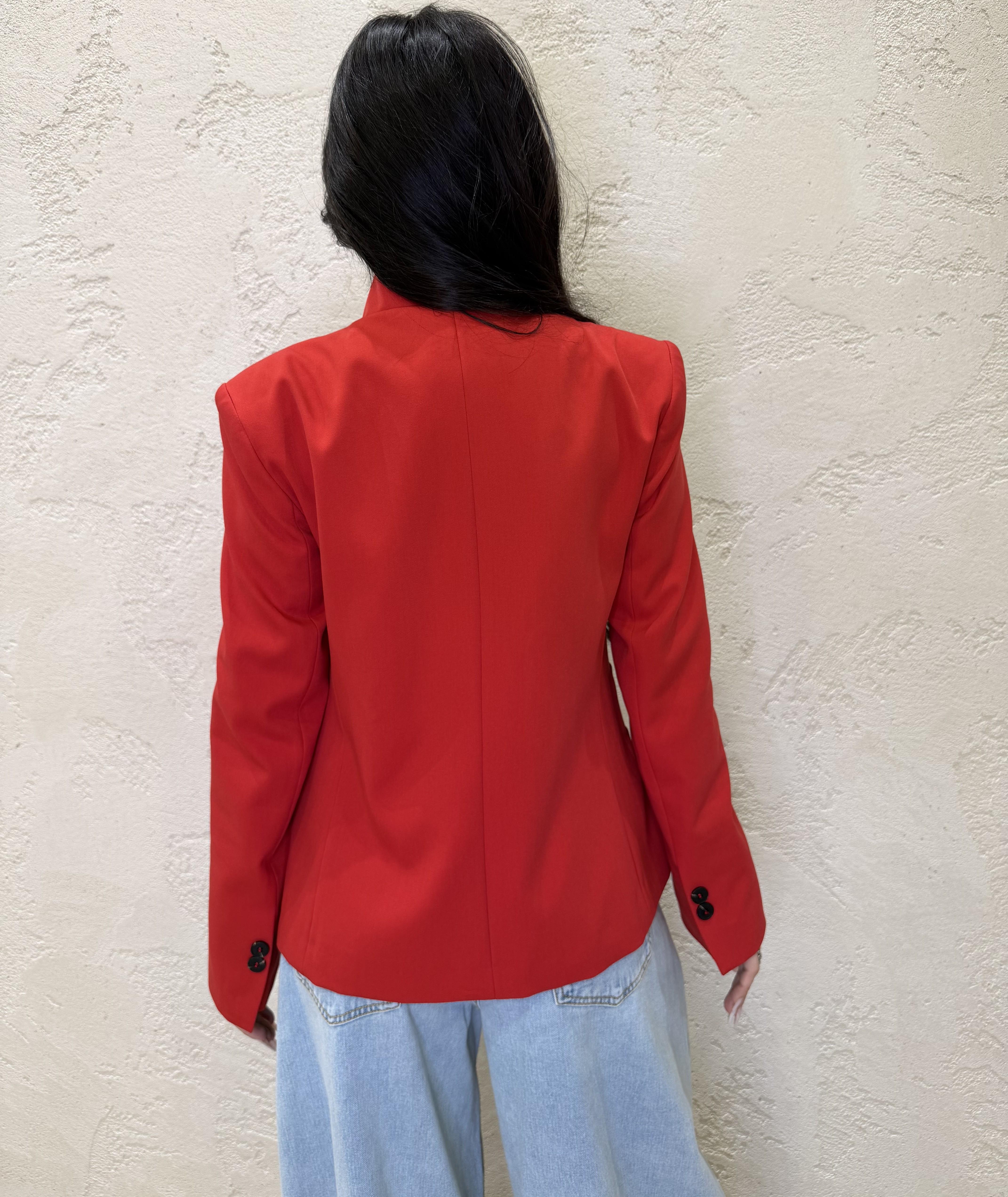 giacca con collo alla coreana e chiusura asimmetrica JMN-Q090 ROSSO HAVEONE 