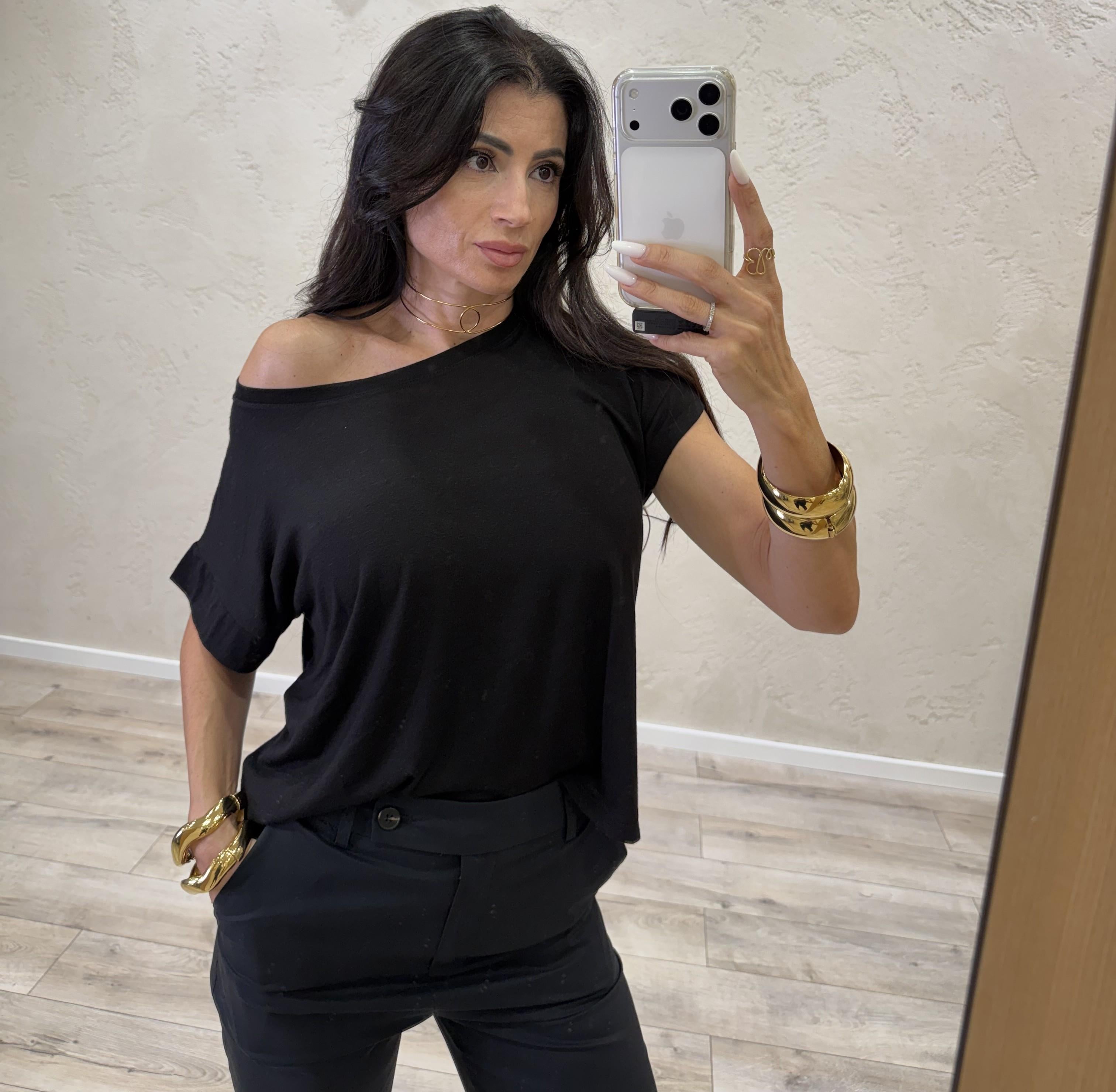t-shirt over misto lino 21028 NERO TENSIONE IN 