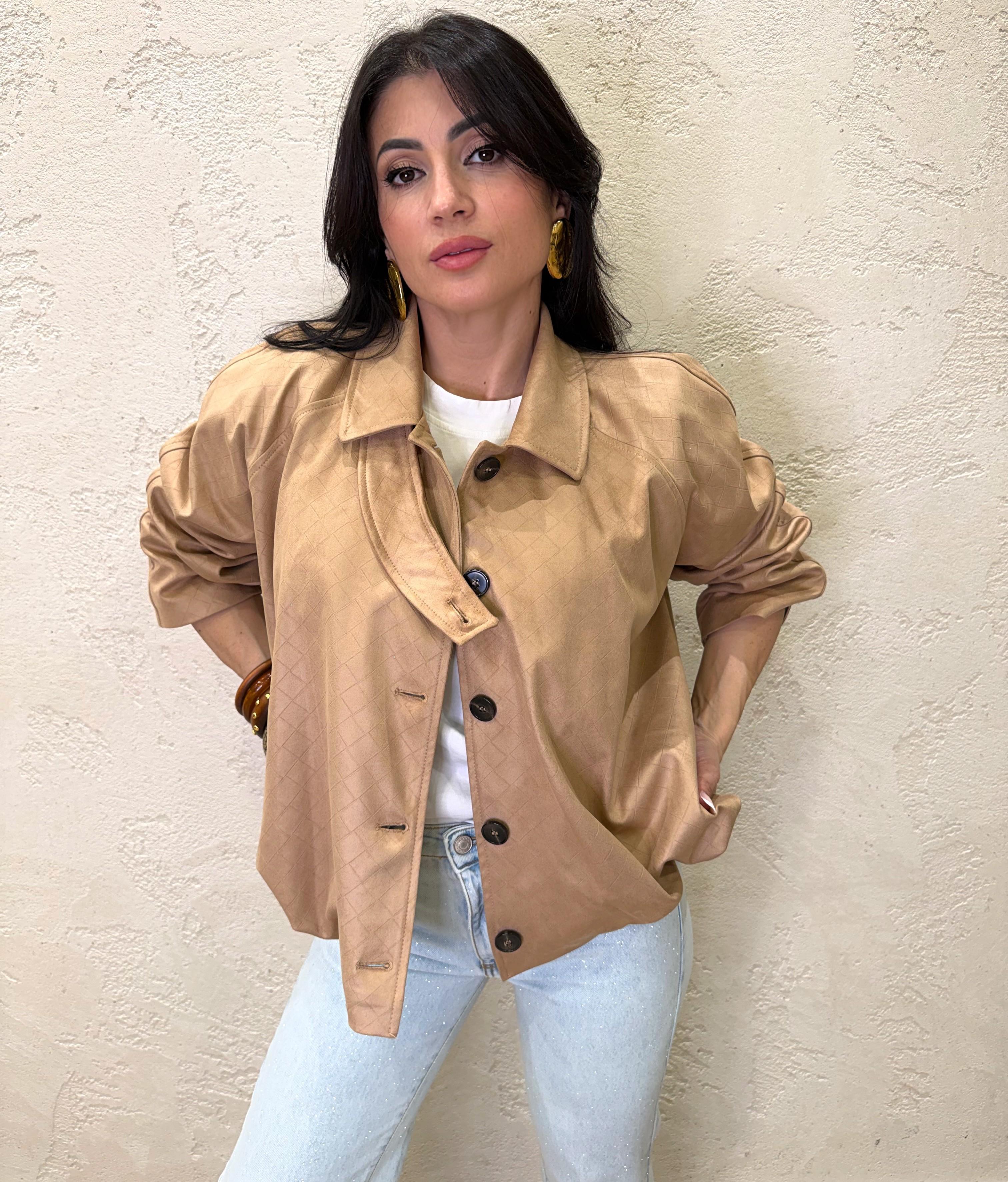 bomber in suede effetto intrecciato 26B4164 BEIGE TENSIONE IN 