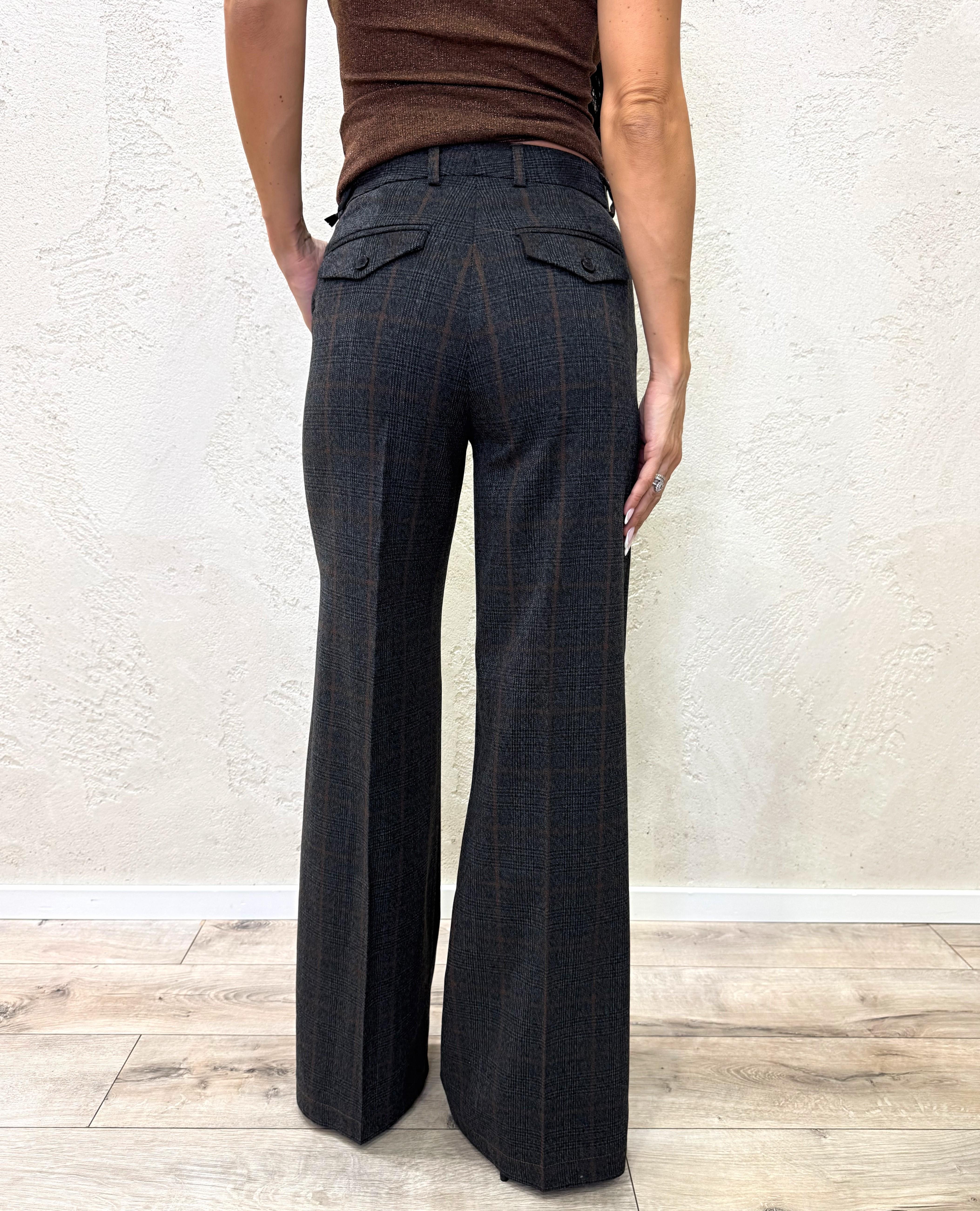pantalone a palazzo in punto galles TF0917 ANTRACITE VICOLO 
