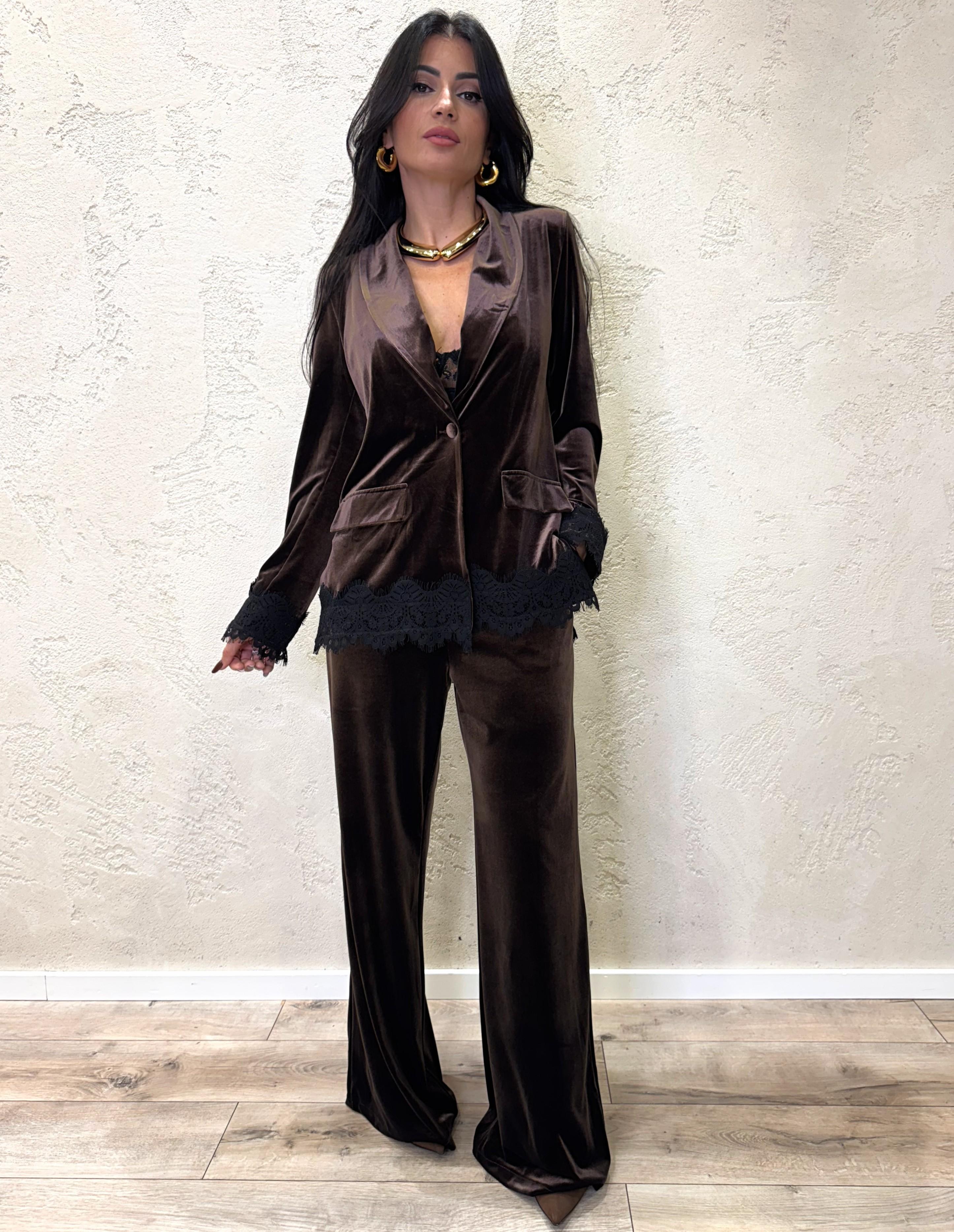 pantalone gamba dritta in velluto P50142MO MORO MOTEL 