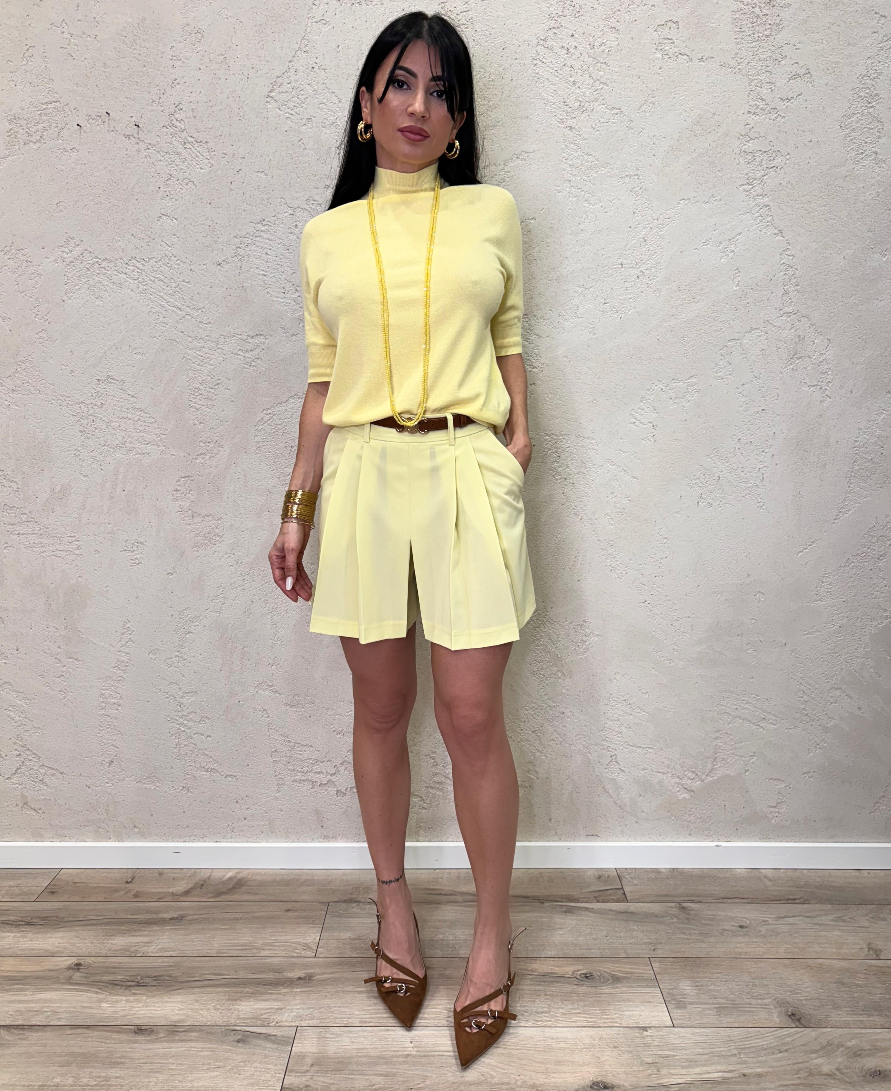 shorts a pieghe D404JIC GIALLO IMPERIAL 