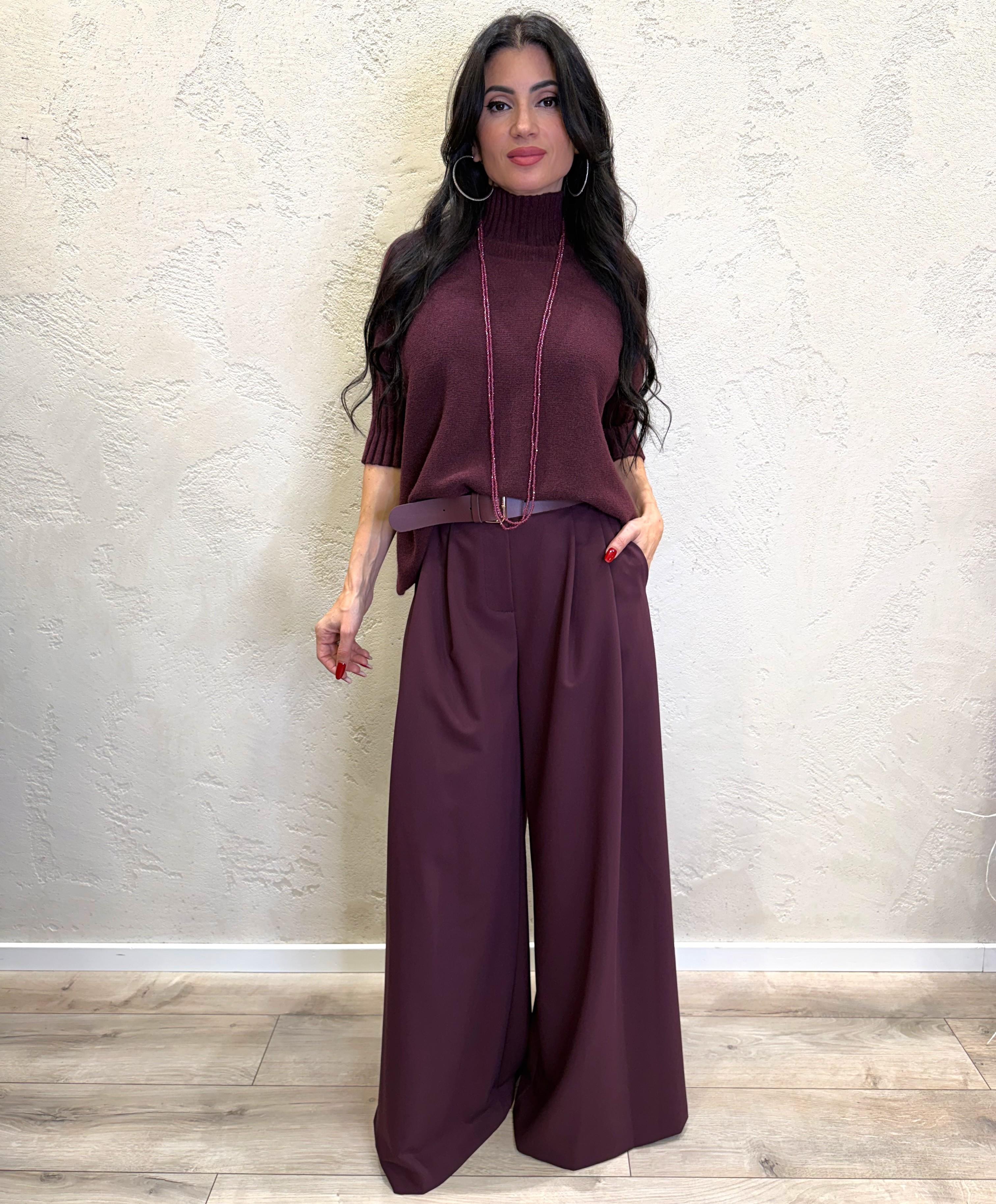 pull morbido collo alto maniche corte M3025859 VINO IMPERIAL 