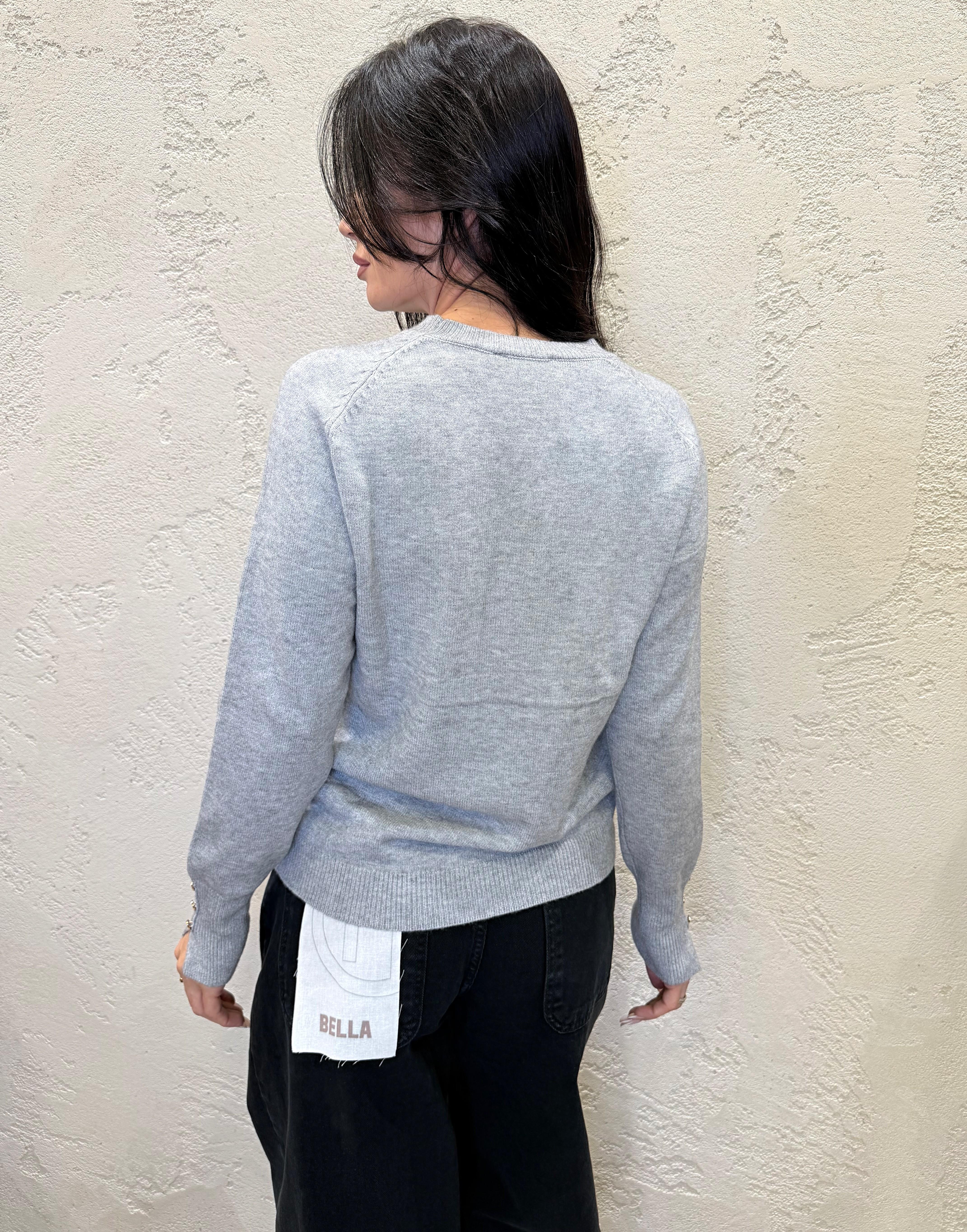 maglia a trecce con bottoncini su polso MGTRECCIA GRIGIO ELEVI 