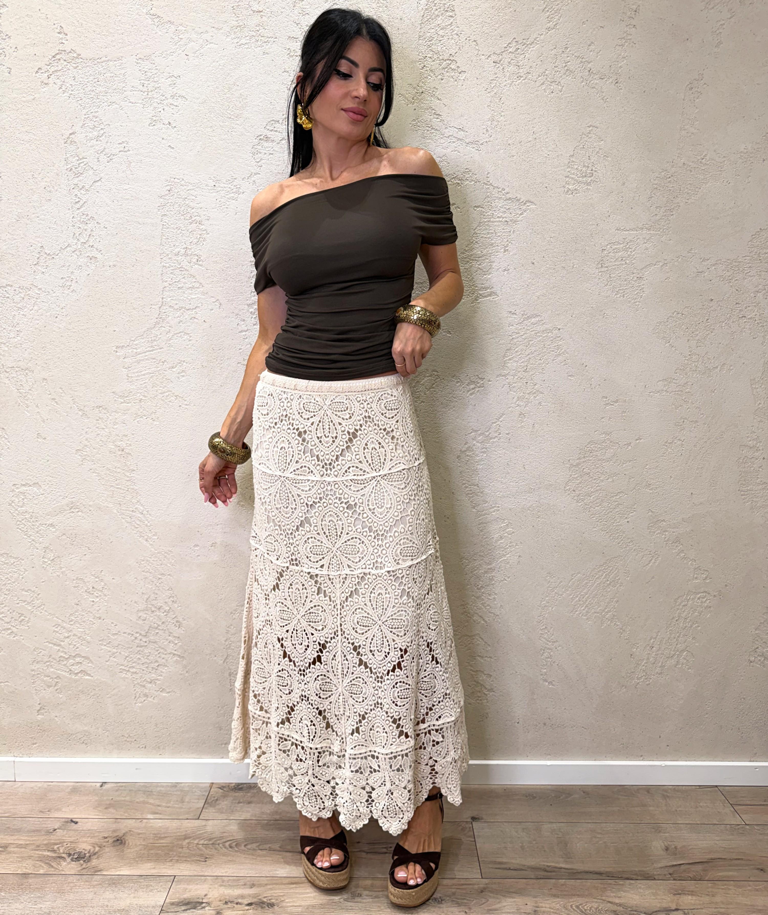 gonna midi crochet GVV-Q164 BEIGE HAVEONE 