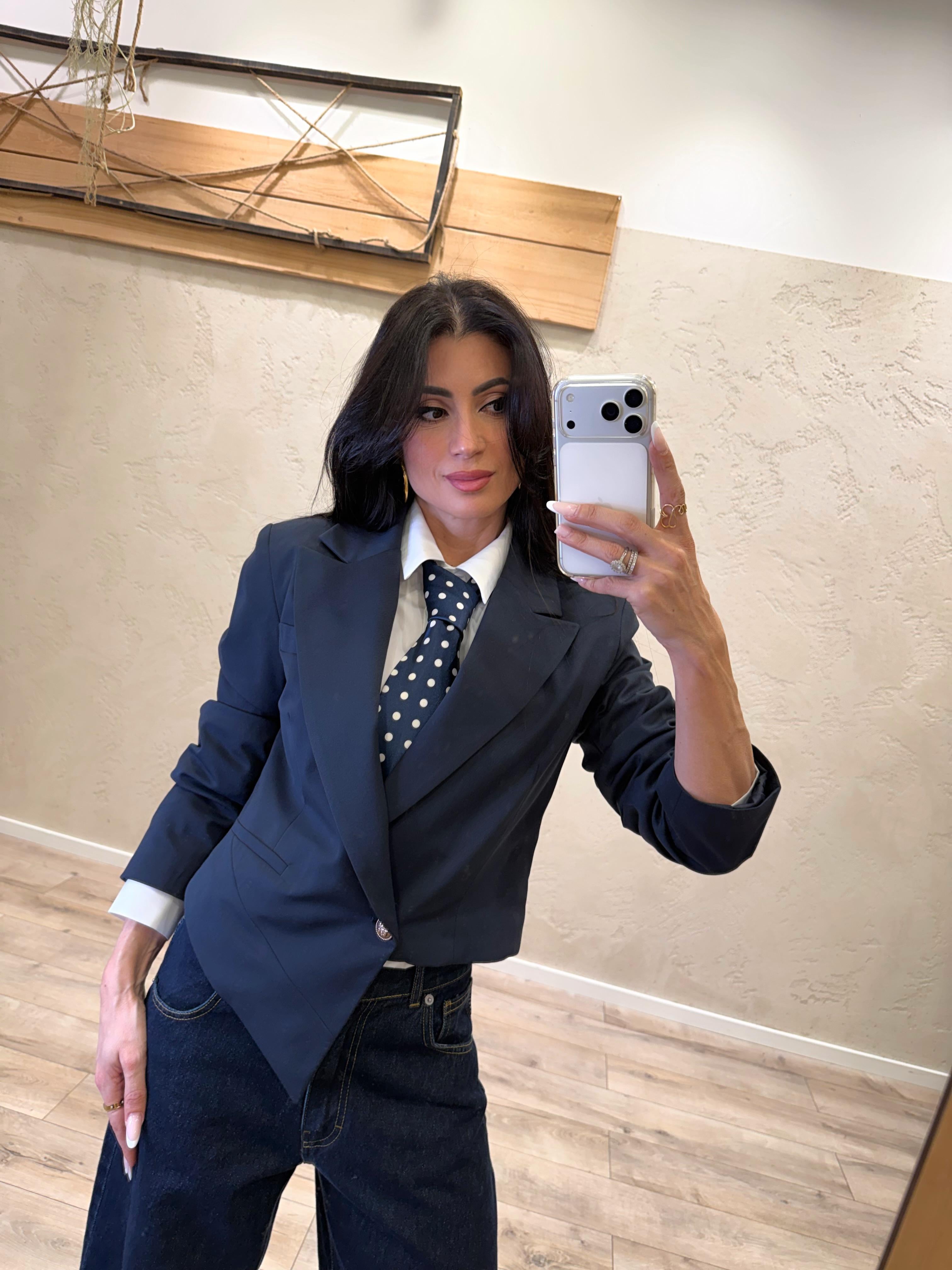 giacchino corto asimetrico TAB1381 BLU VICOLO 