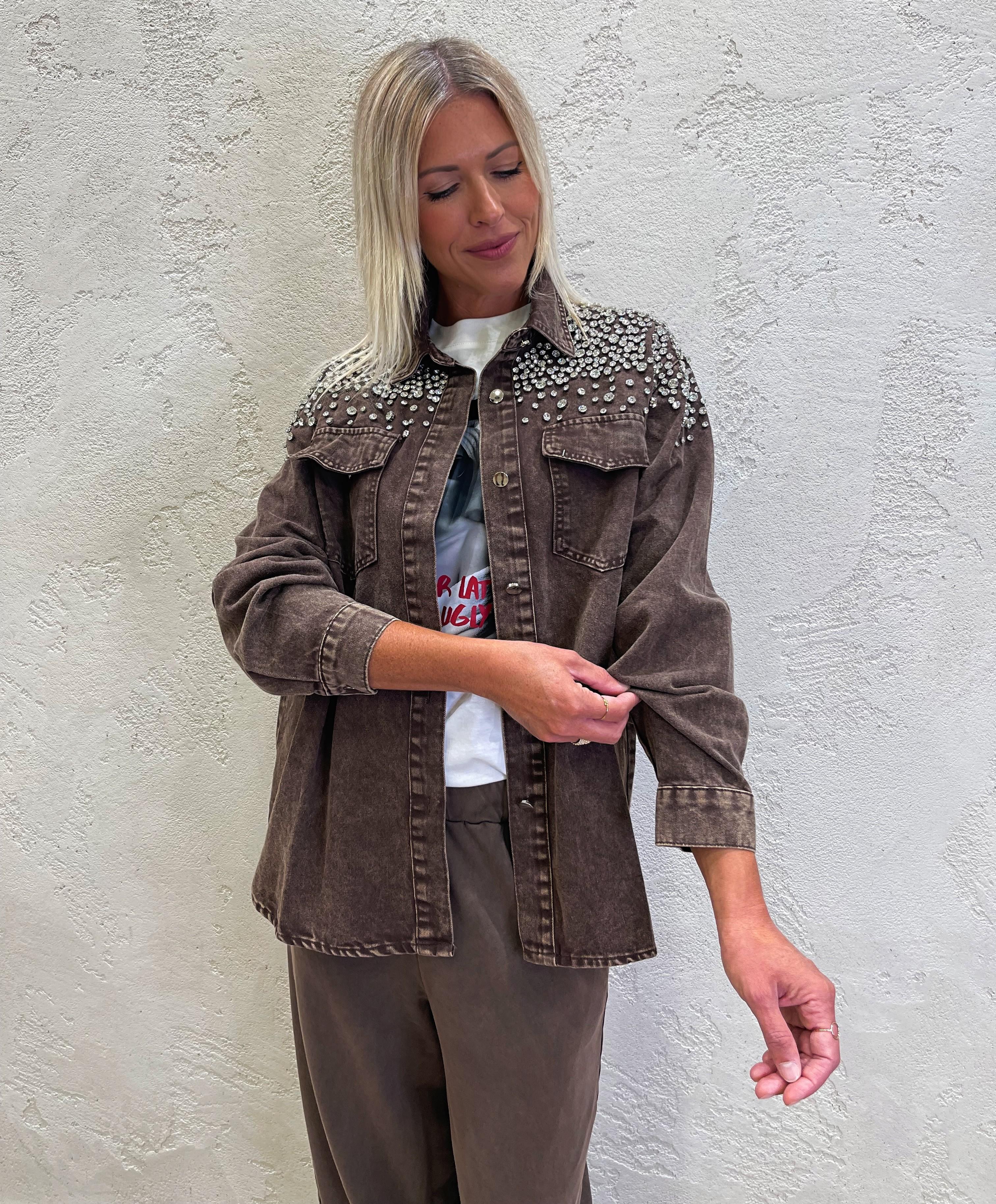 camicia in jeans con strass MF2508 MORO SUSY MIX 