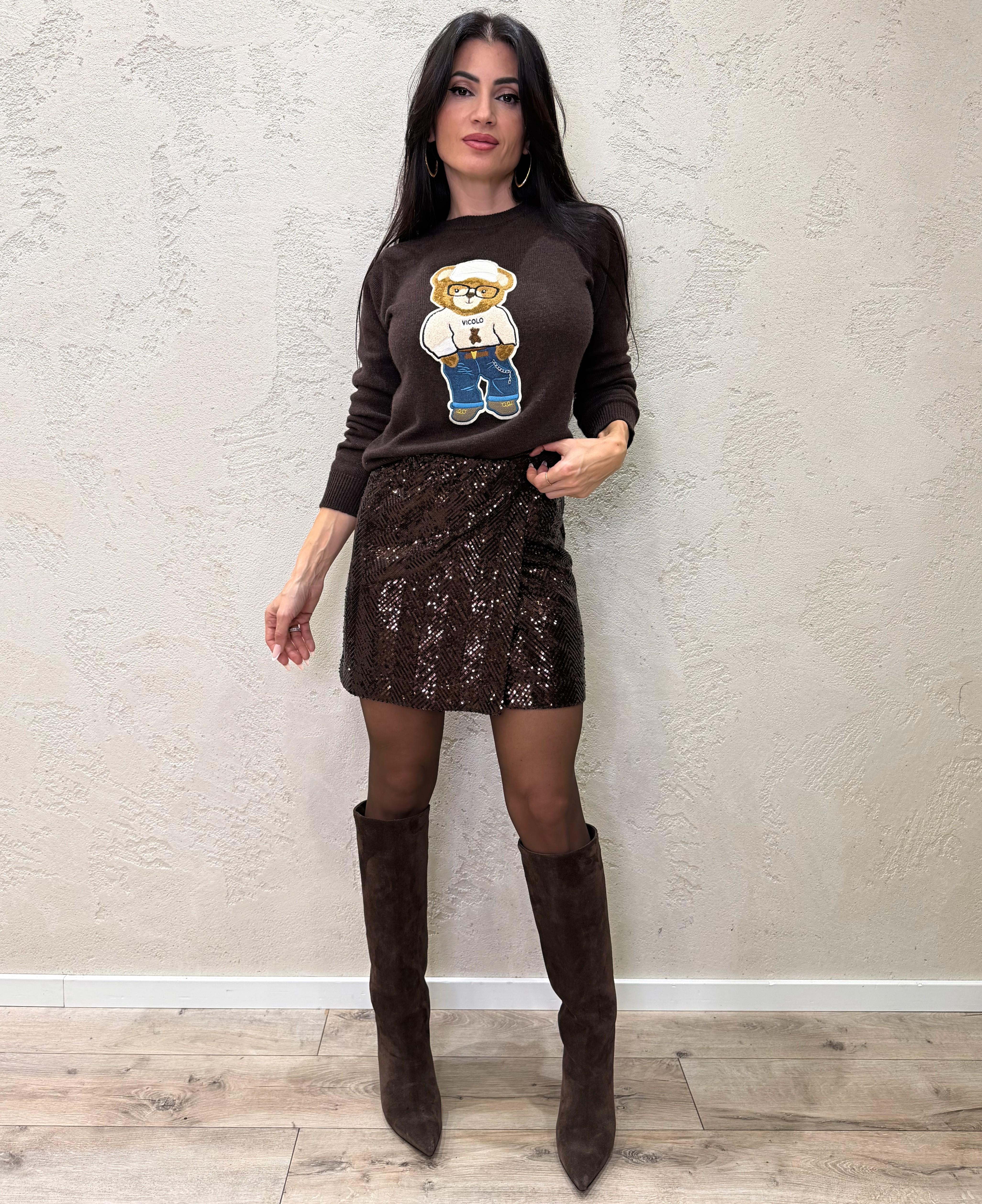 gonna mini con paillettes W25GB13 MORO MOTEL 