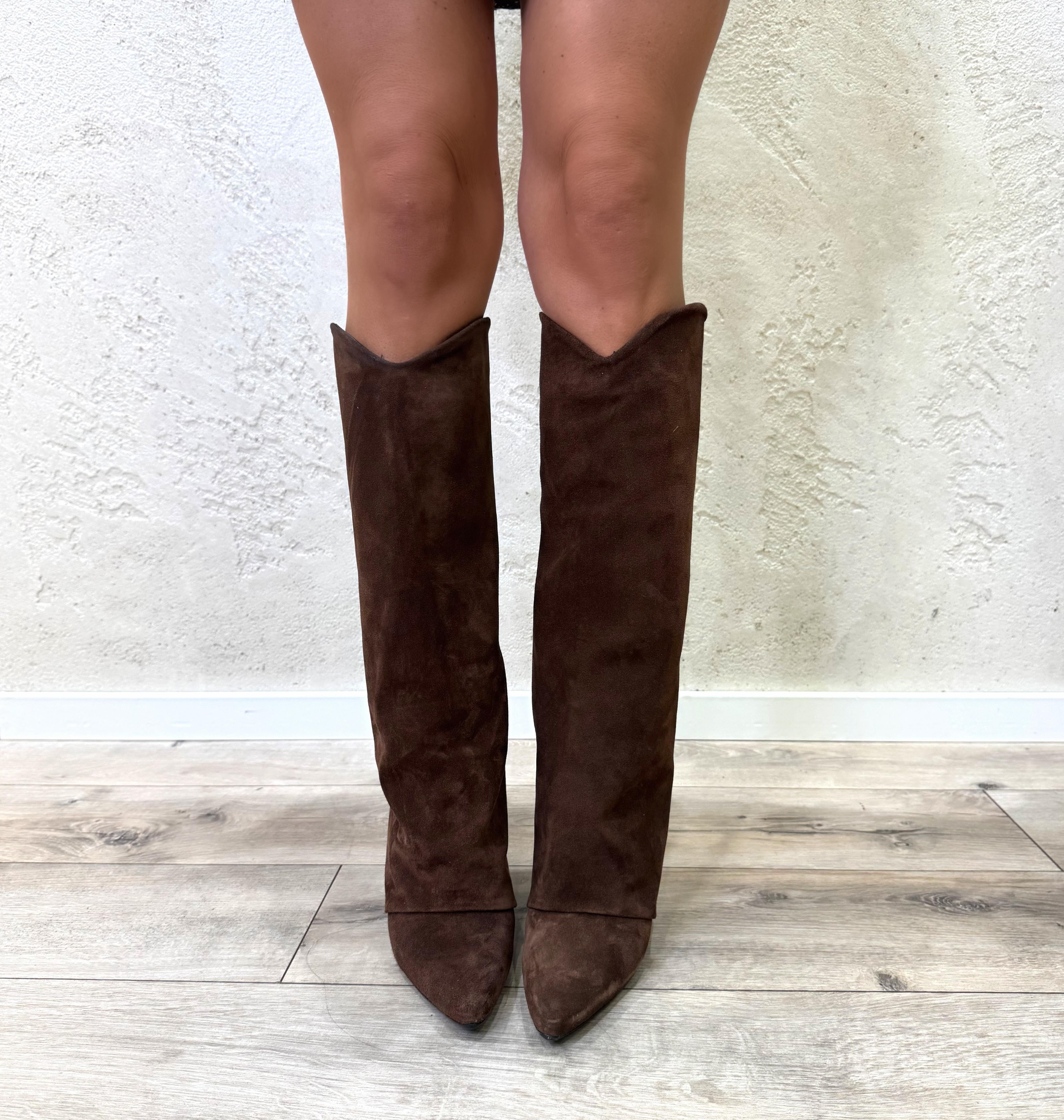 stivale con risvolto in camoscio STARIA150CAM MORO OVYE' 