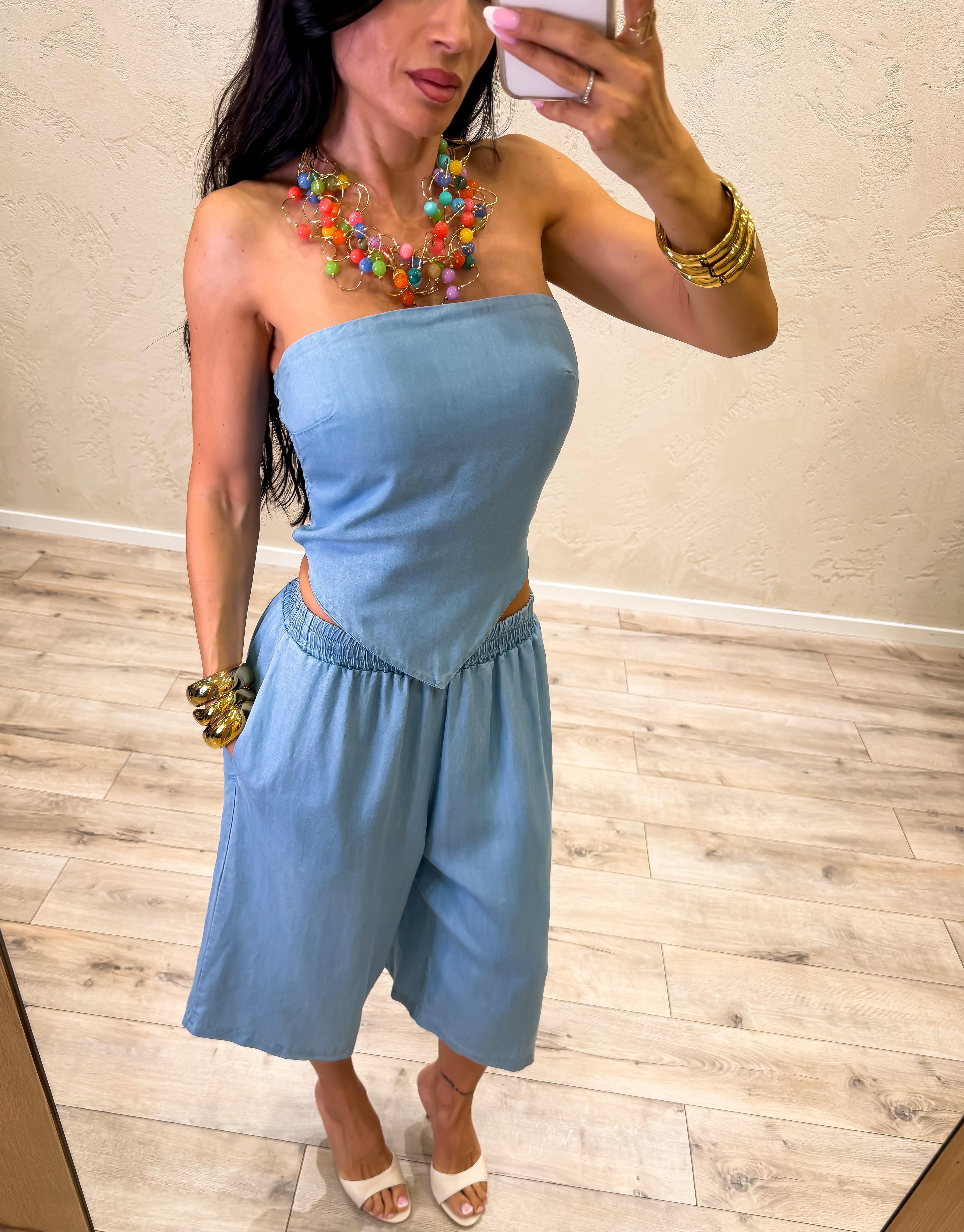 top a fascia in chambray leggero PE260341 AZZURRO TENSIONE IN 