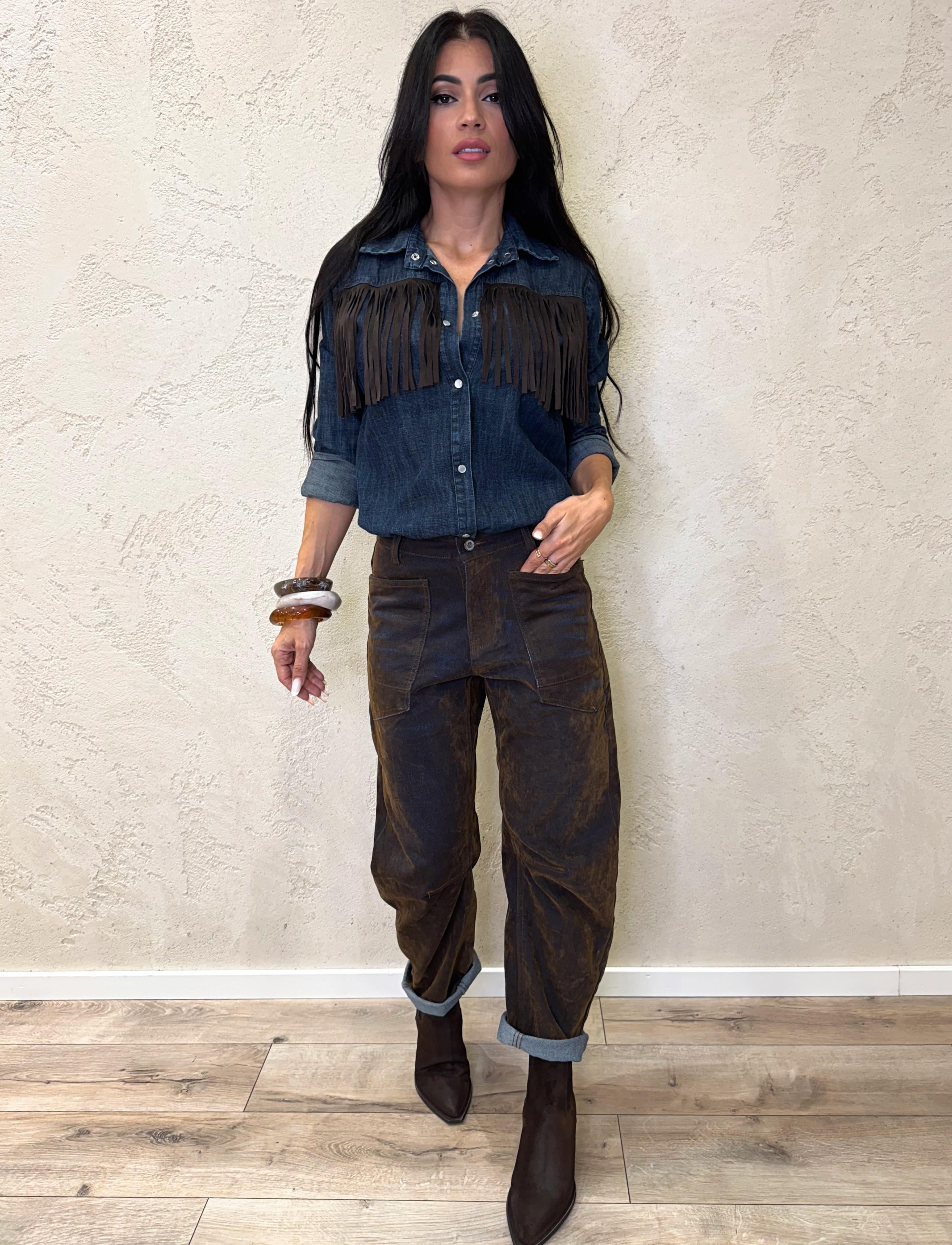 Jeans modello ferro di cavallo in suede effetto vintage 93081 VINTAGEWASHED SUSY MIX 