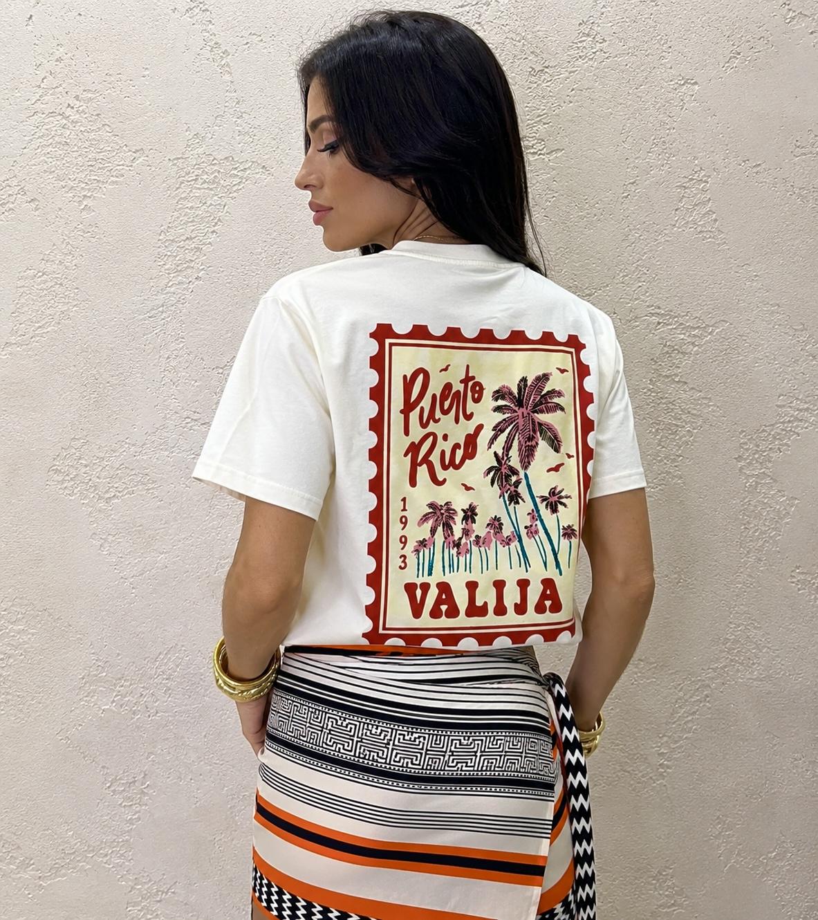t-shirt over stampa francobollo puerto rico TDY-Q231 LATTE HAVEONE 