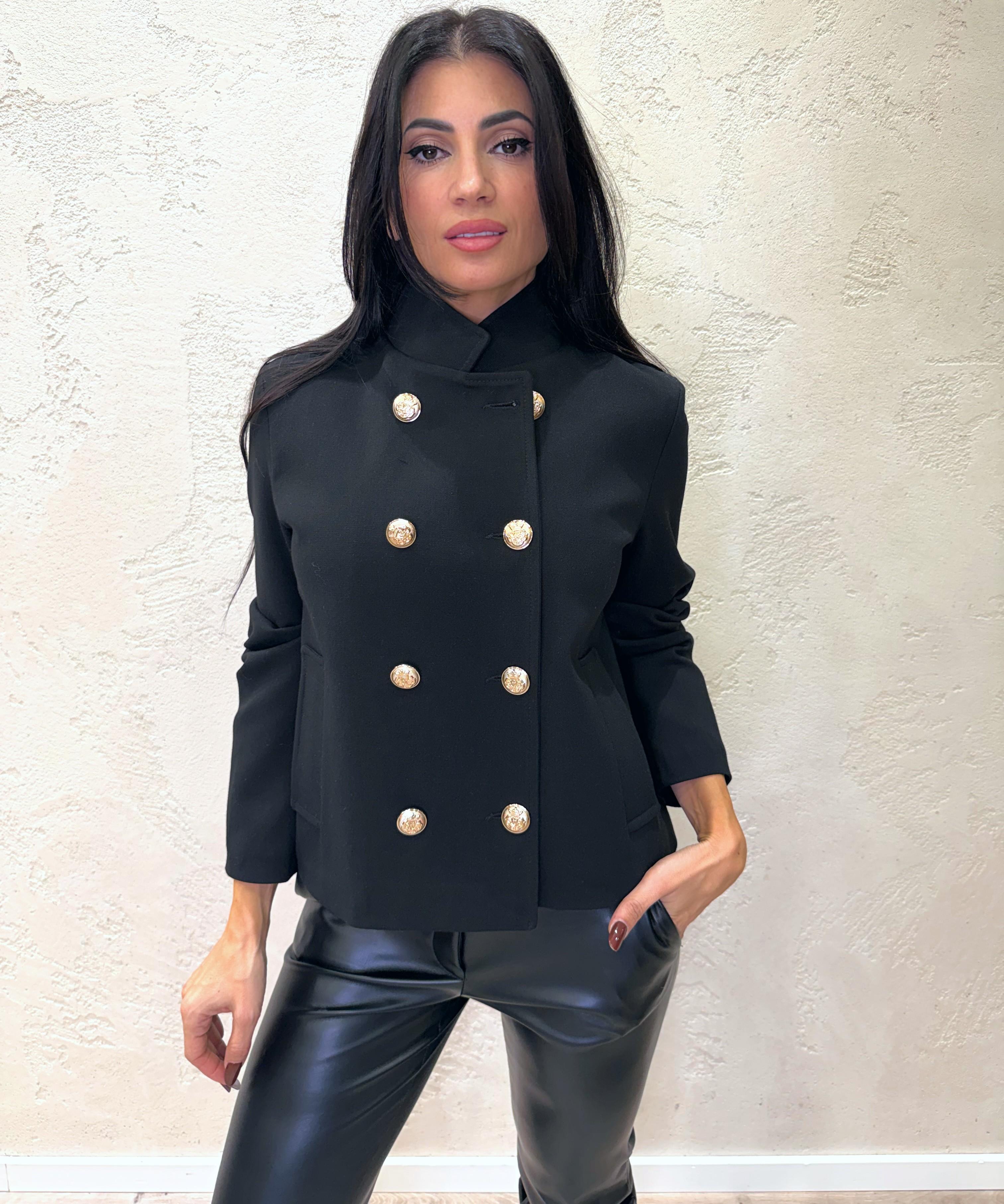 giacca doppiopetto con bottoni a contrasto PP287T505 NERO SUSY MIX 