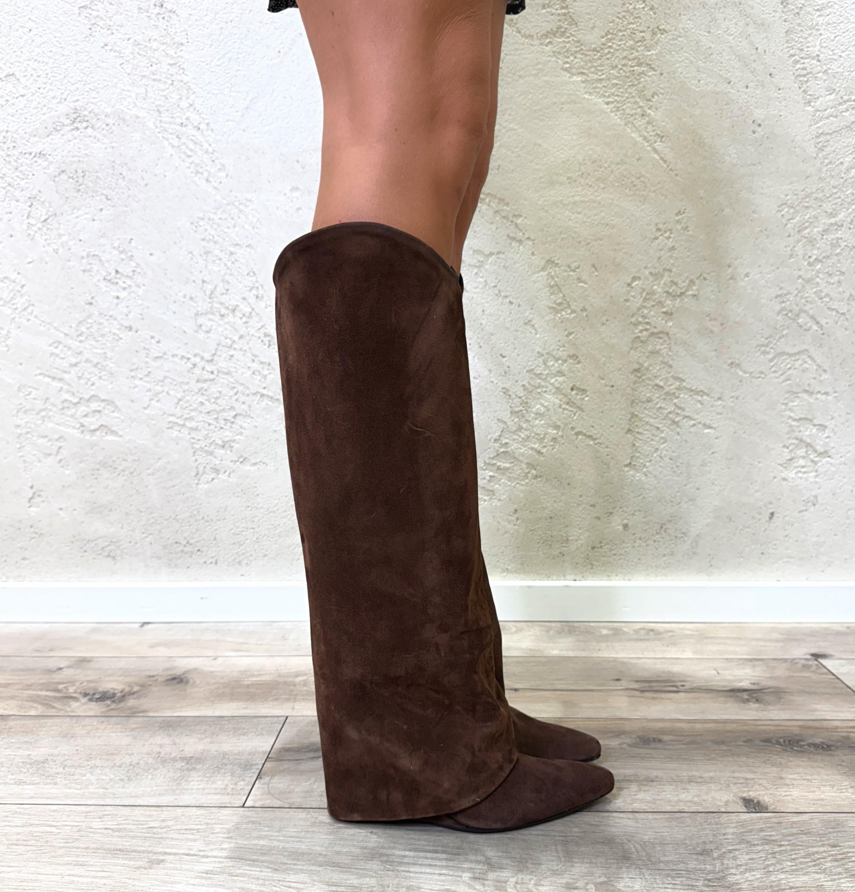 stivale con risvolto in camoscio STARIA150CAM MORO OVYE' 