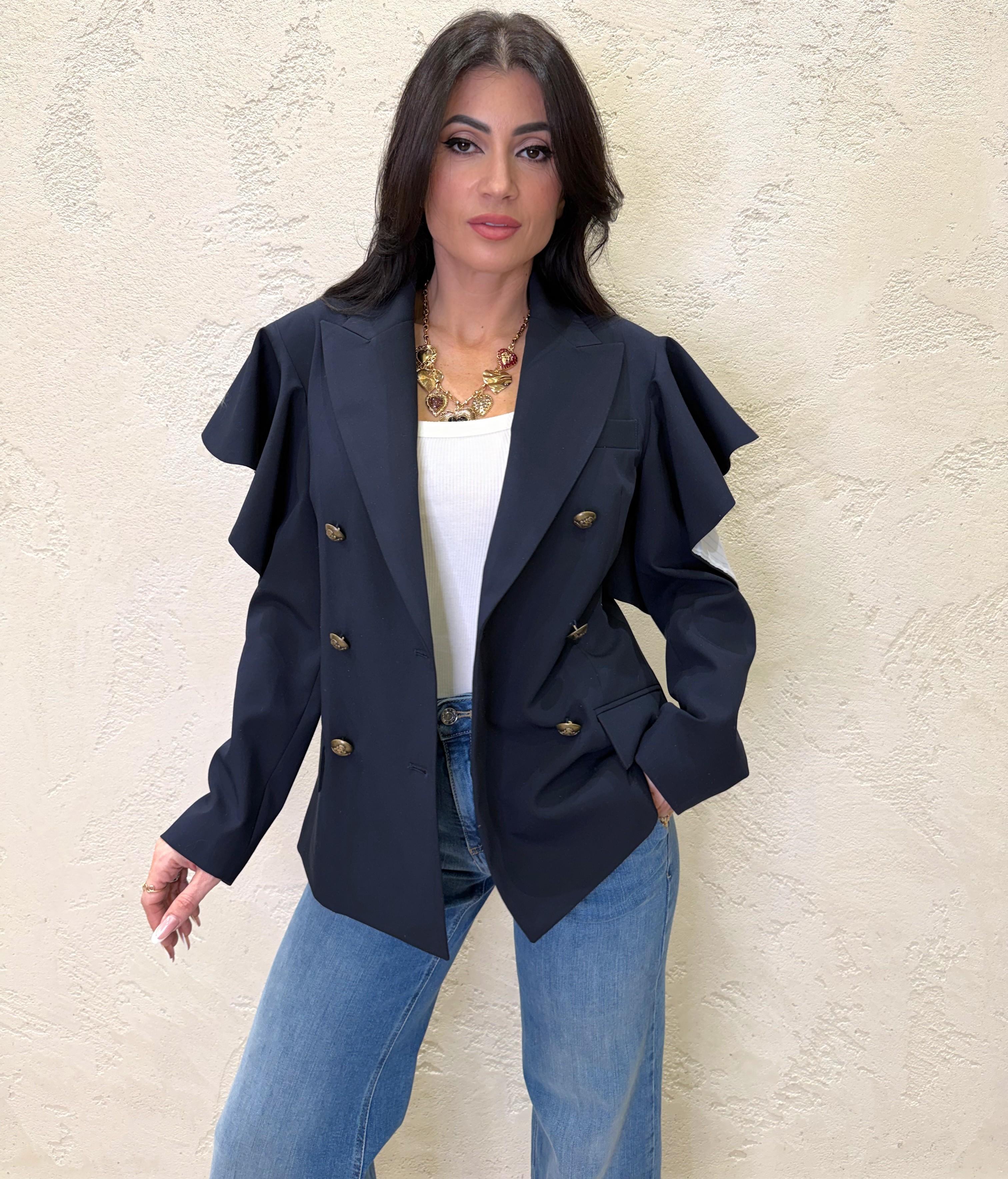 blazer doppio petto con spalle scoperte e rouge TAB0627 BLU NOTTE VICOLO 