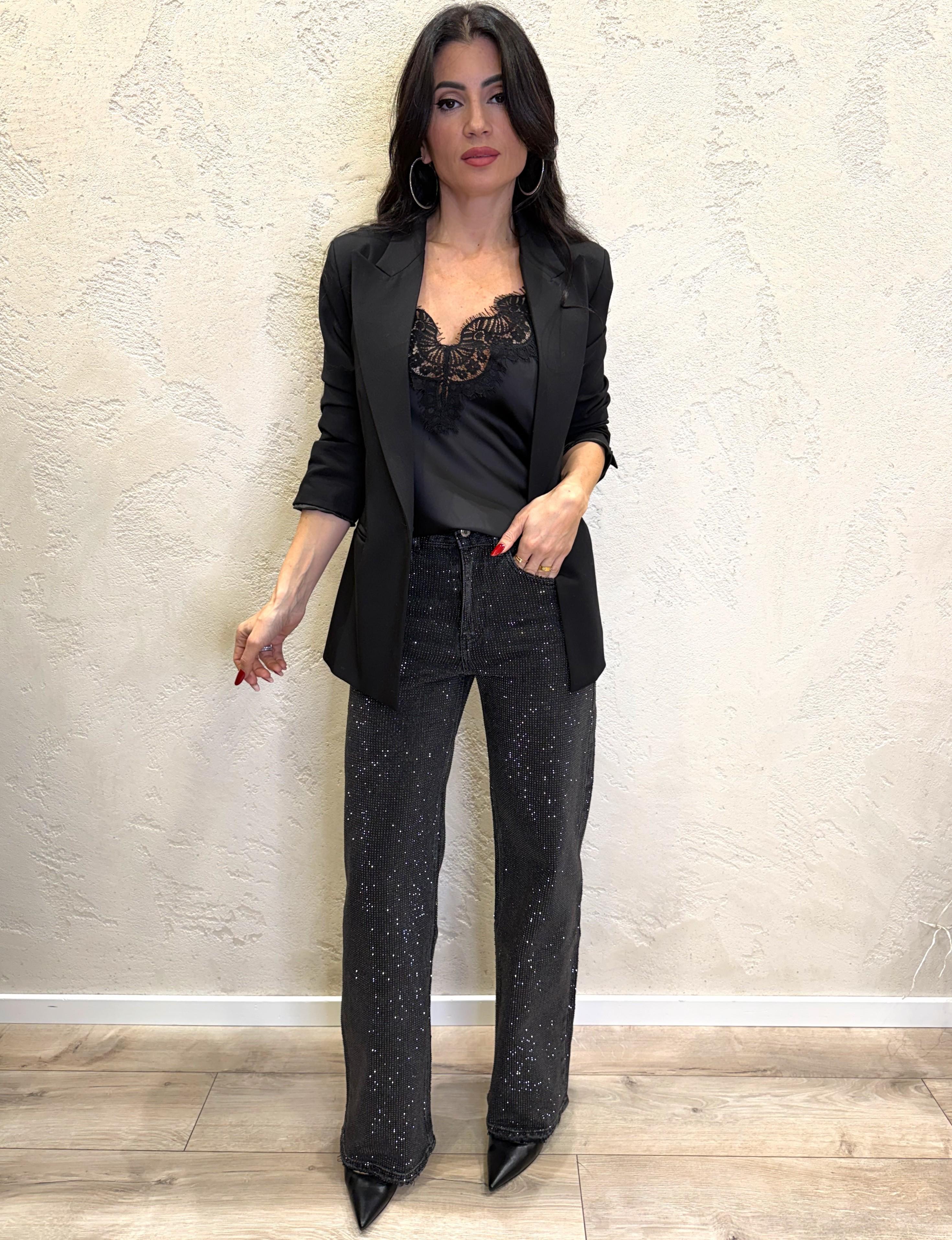 jeans a palazzo con strass JPSTRASS NERO ELEVI 