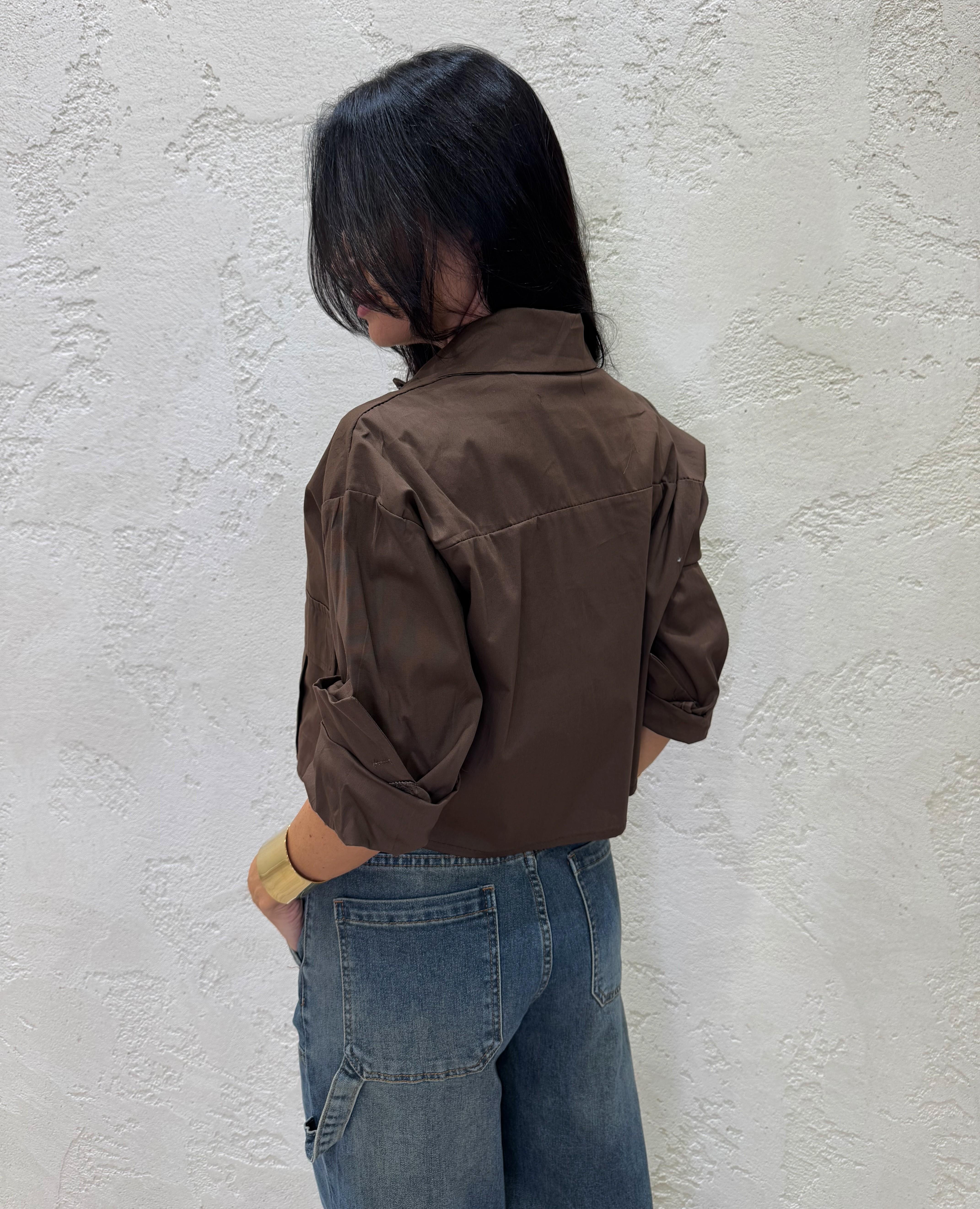 camicia crop con tasche CAMICROP MARRONE ELEVI 