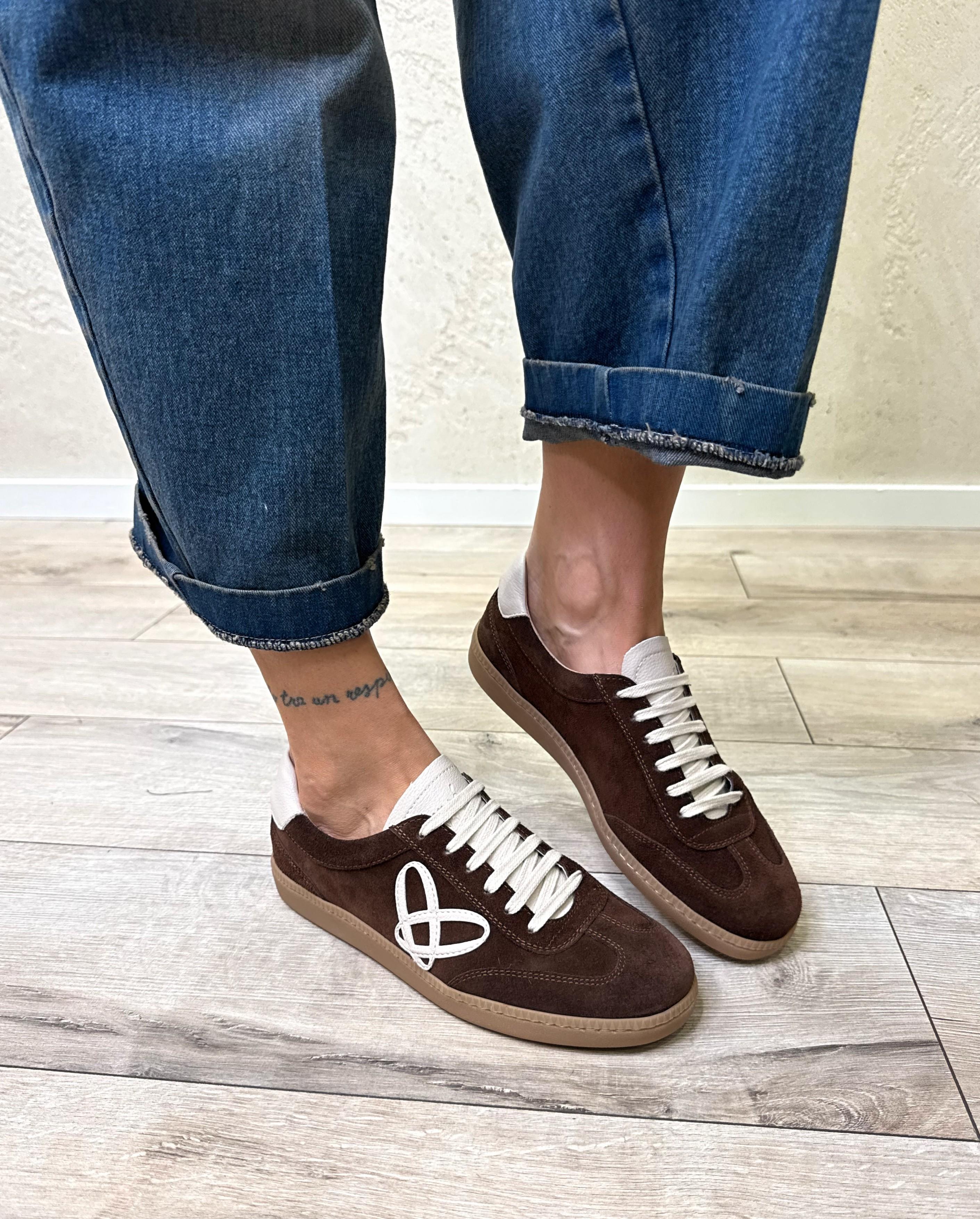 sneakers in vera pelle FE4467M MARRONE OVYE' 