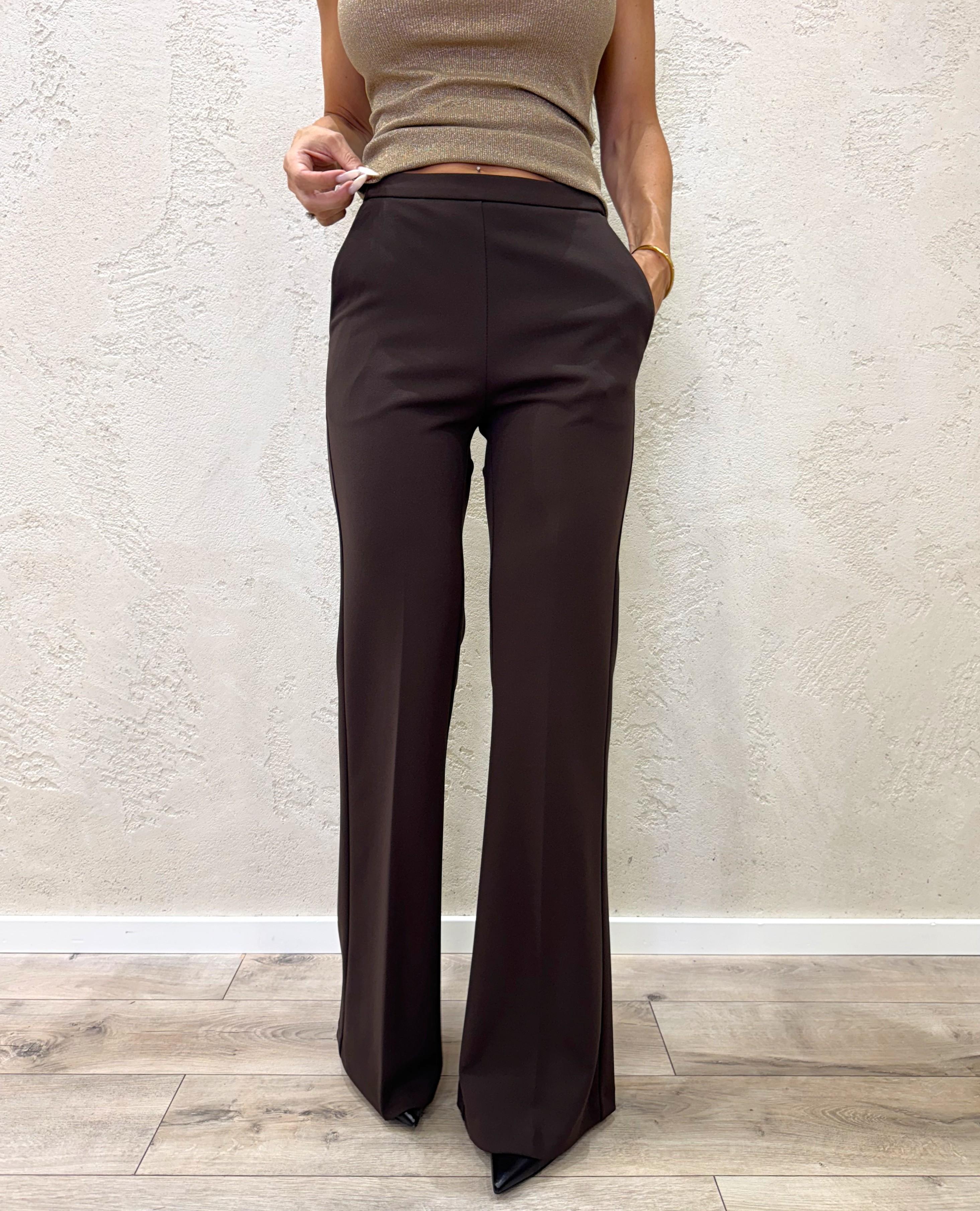 pantalone a zampa in crepe elasticizzato P3E9KAW MORO IMPERIAL 