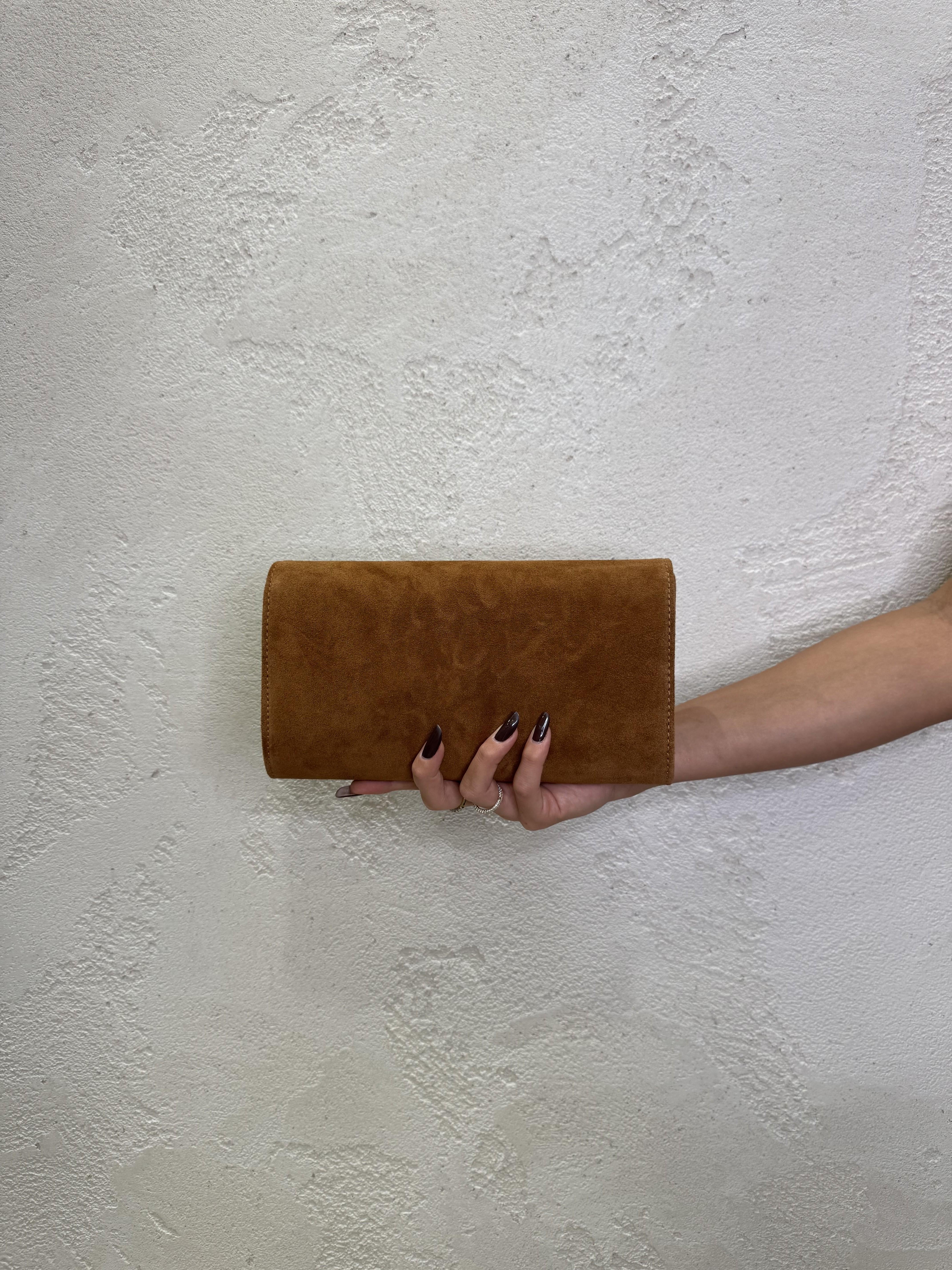 borsa clutch scamosciata in vera pelle CLUTCHSCAM TABACCO ELEVI 