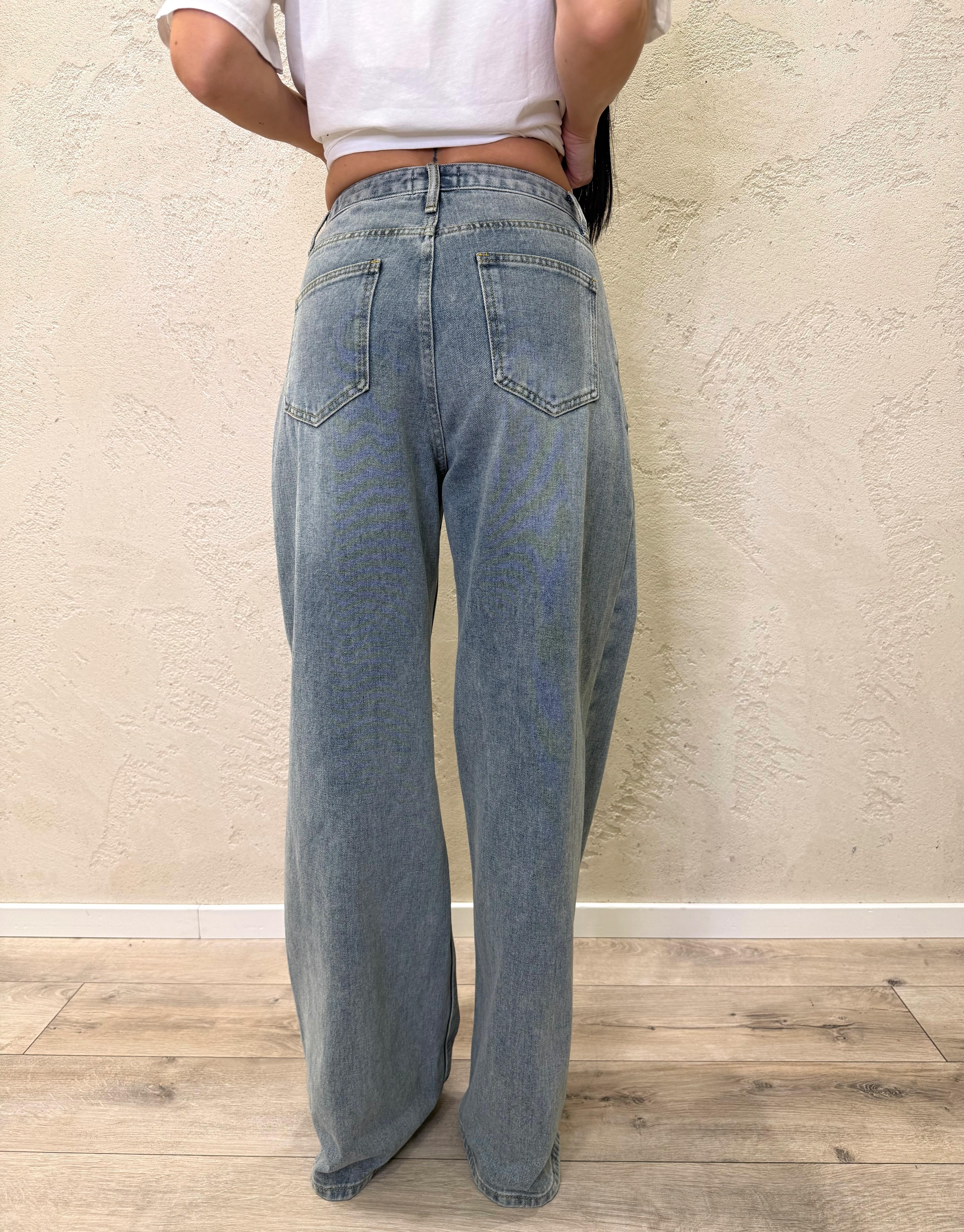 jeans a gamba dritta con chiusura asimmetrica P698A122X DENIMCHIARO DIXIE 