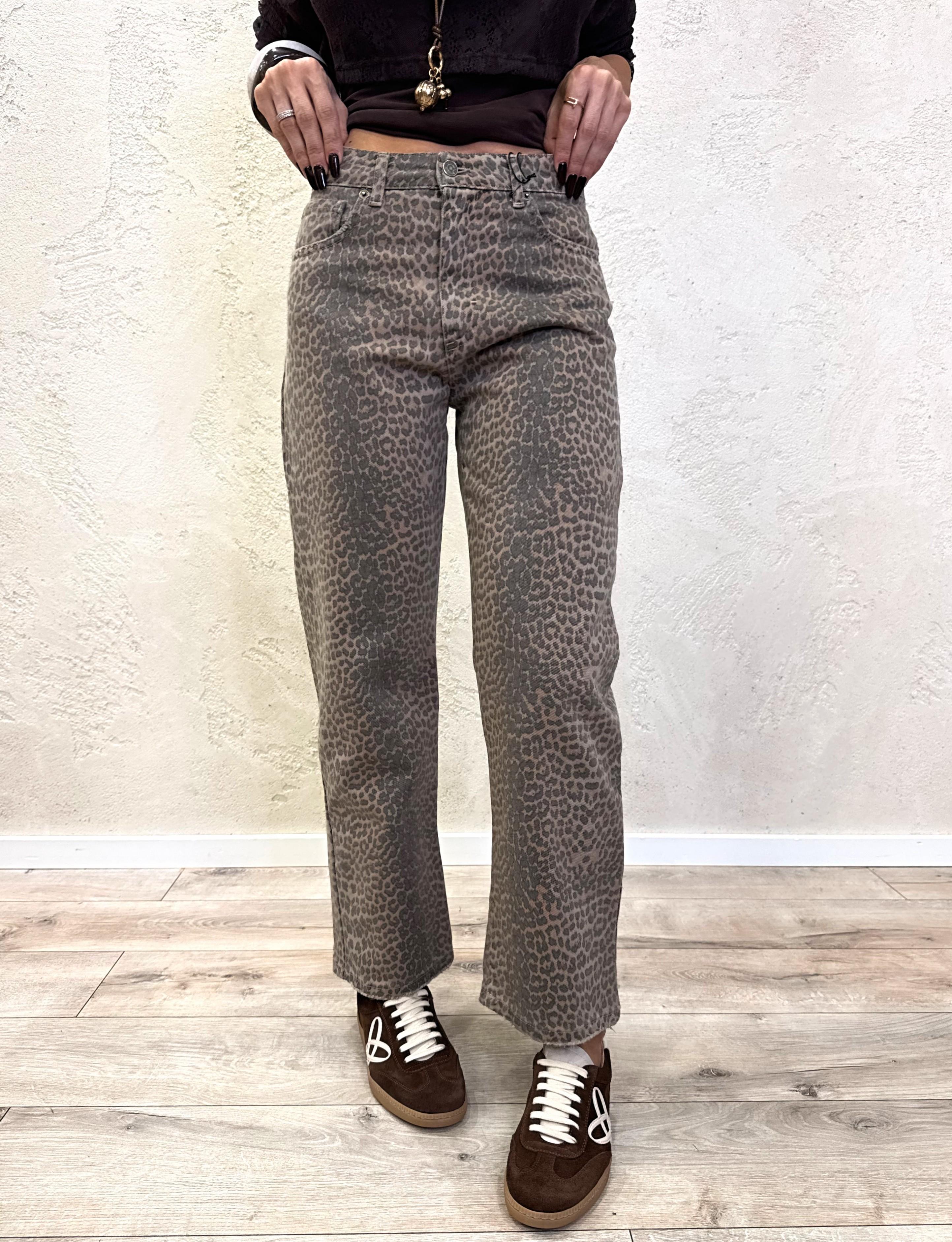 jeans modello tom a gamba dritta TOM-LEO LEOPARDATO TENSIONE IN 