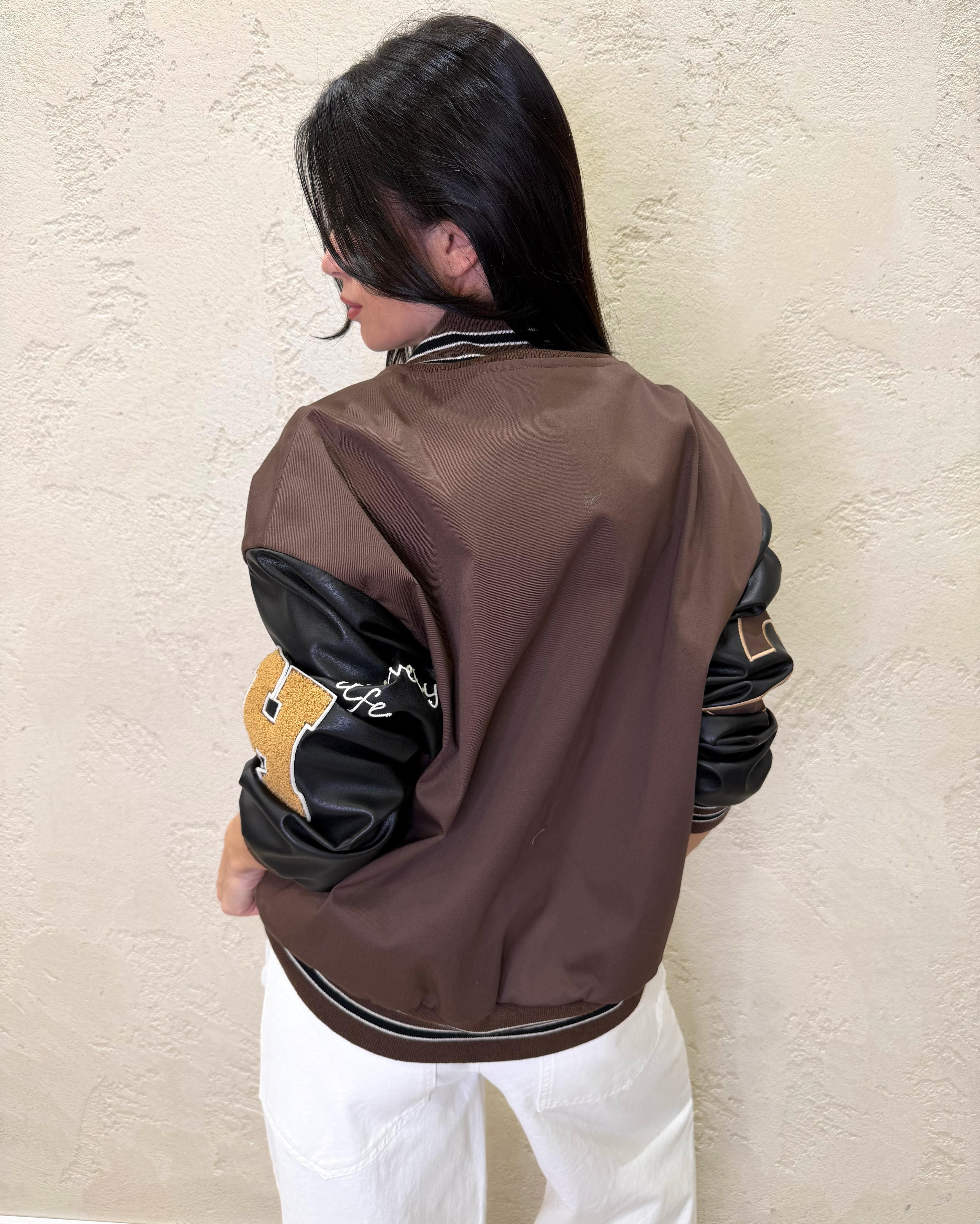 bomber varsity con patch RAB0030 MORO VICOLO 