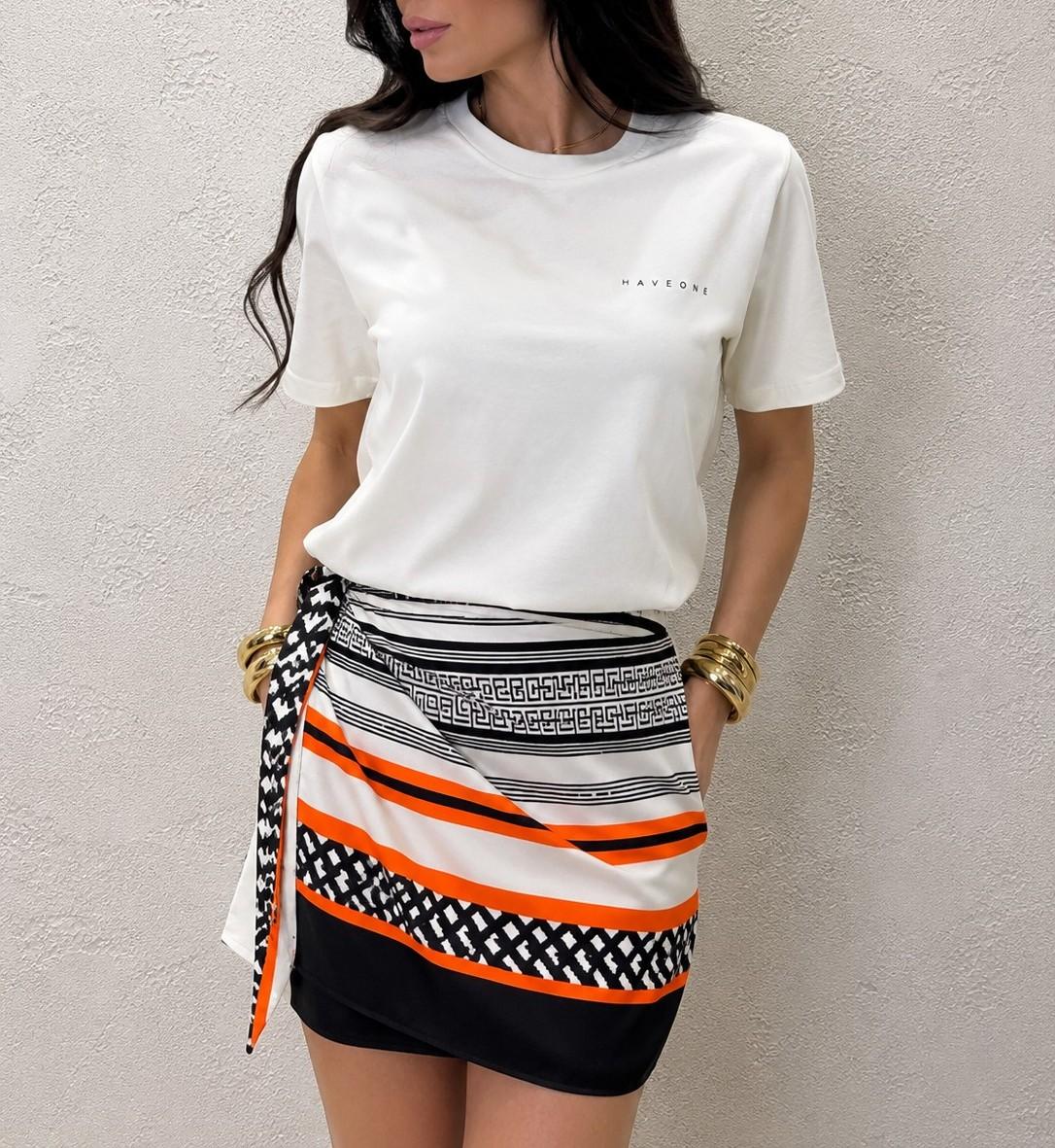 t-shirt over stampa francobollo tulum TDY-Q230 LATTE HAVEONE 
