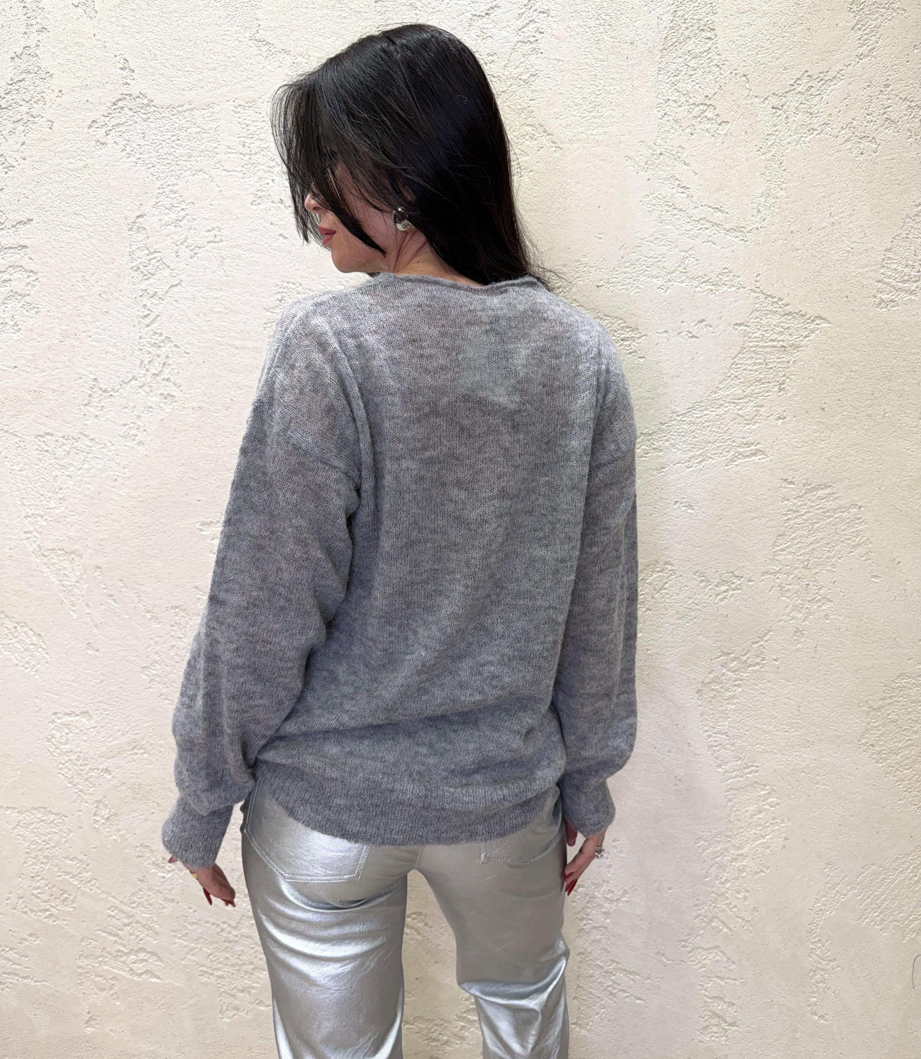 pull misto lana e alpaca con pietre gioiello 77262F GRIGIO VICOLO 