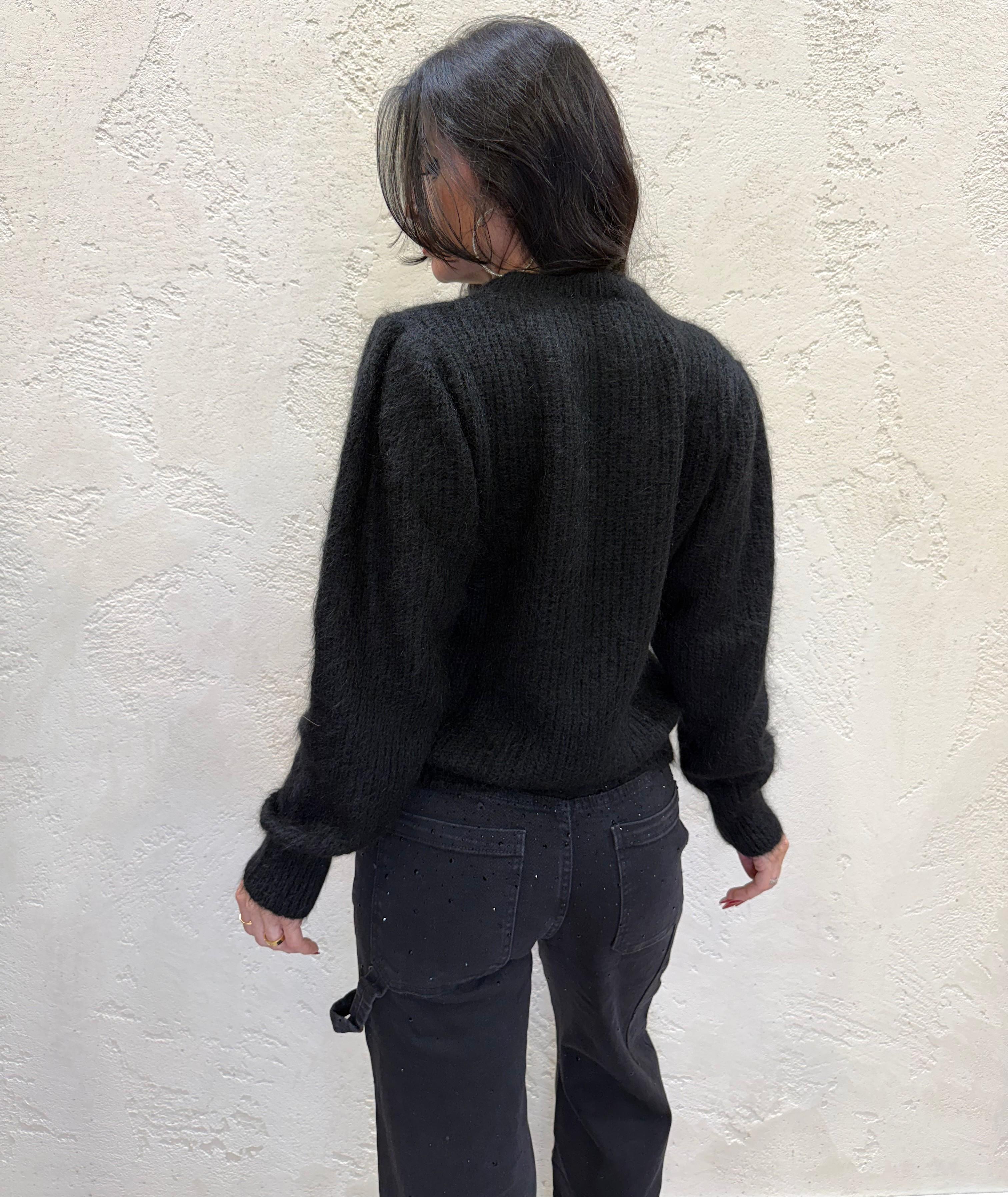 pull mohair con dettaglio gioiello 55246 NERO VICOLO 