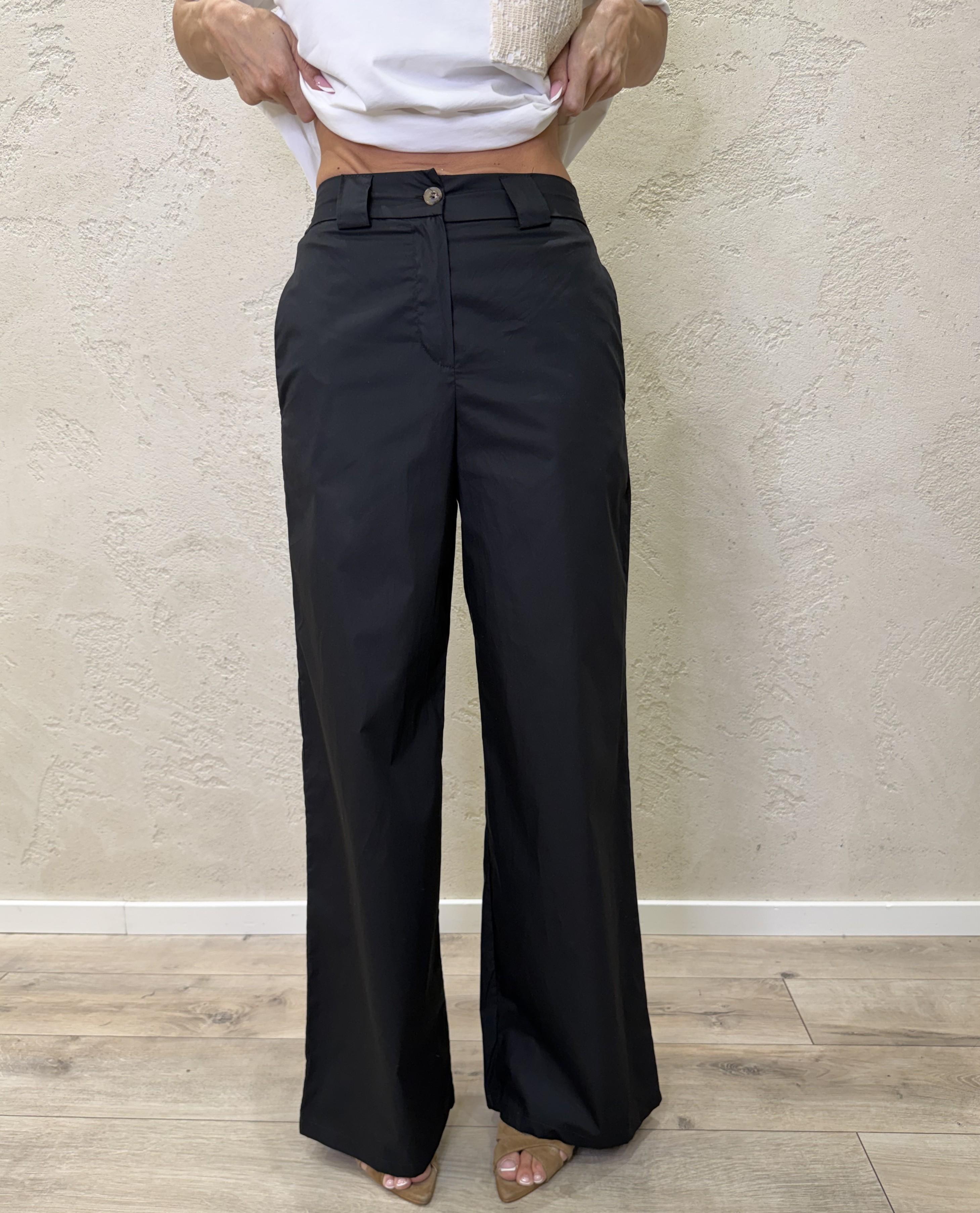 pantalone a gamba dritta in 100% cotone 26P4934 NERO TENSIONE IN 