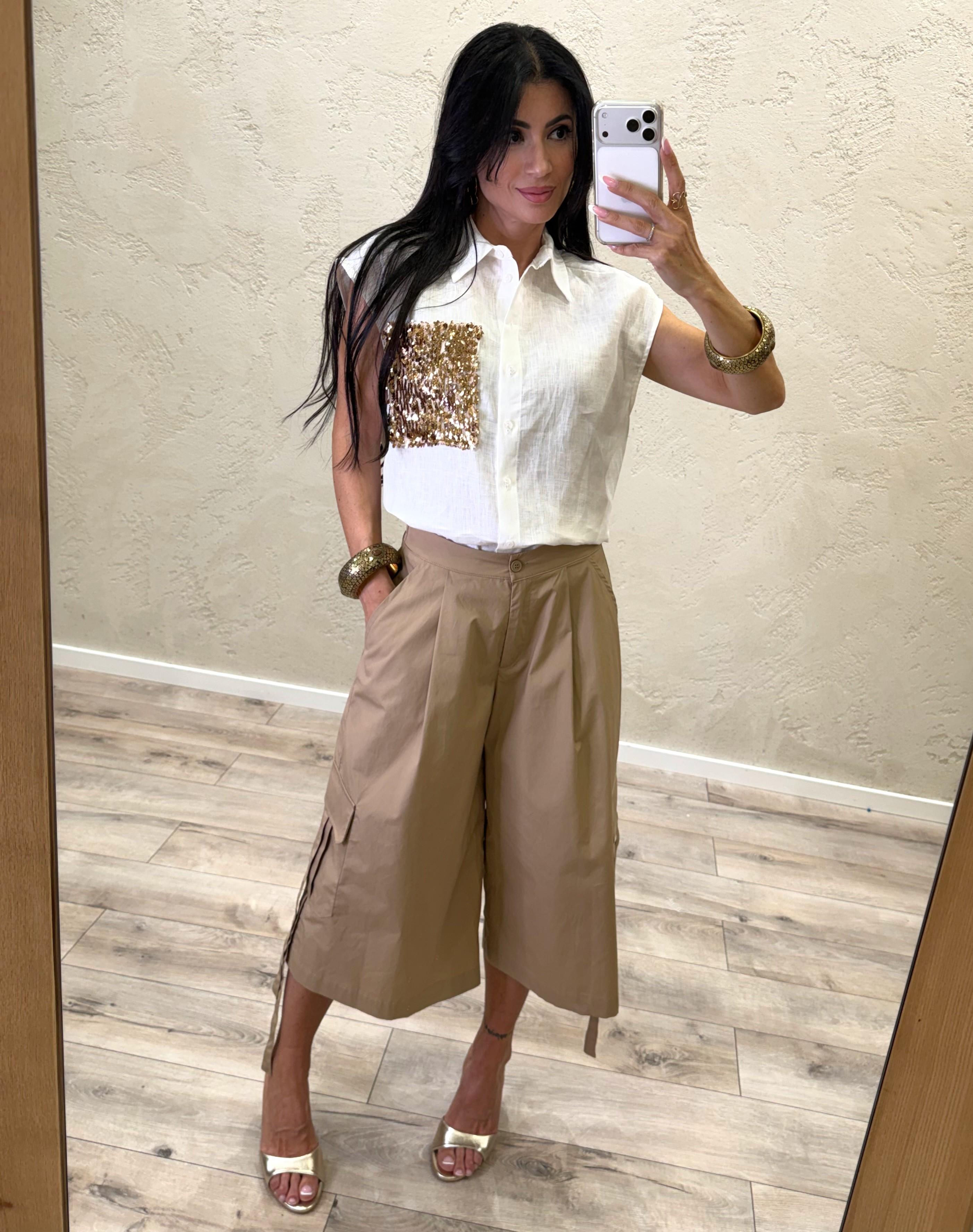 maxi bermuda cargo 100% cotone 39409 CAMEL TENSIONE IN 