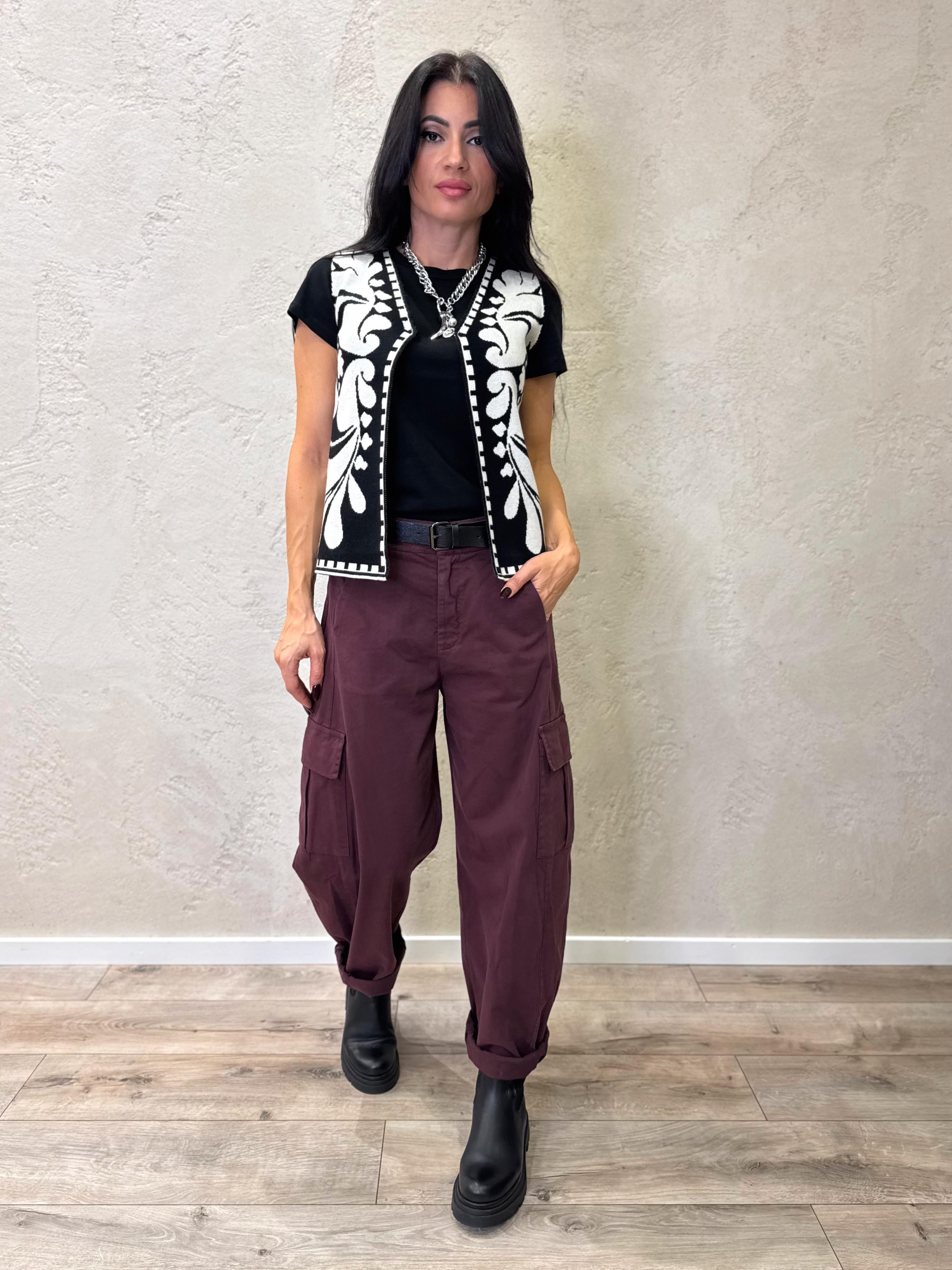 gilet in maglia in fantasia bicolore LAY-P012 BIANCO/NERO HAVEONE 