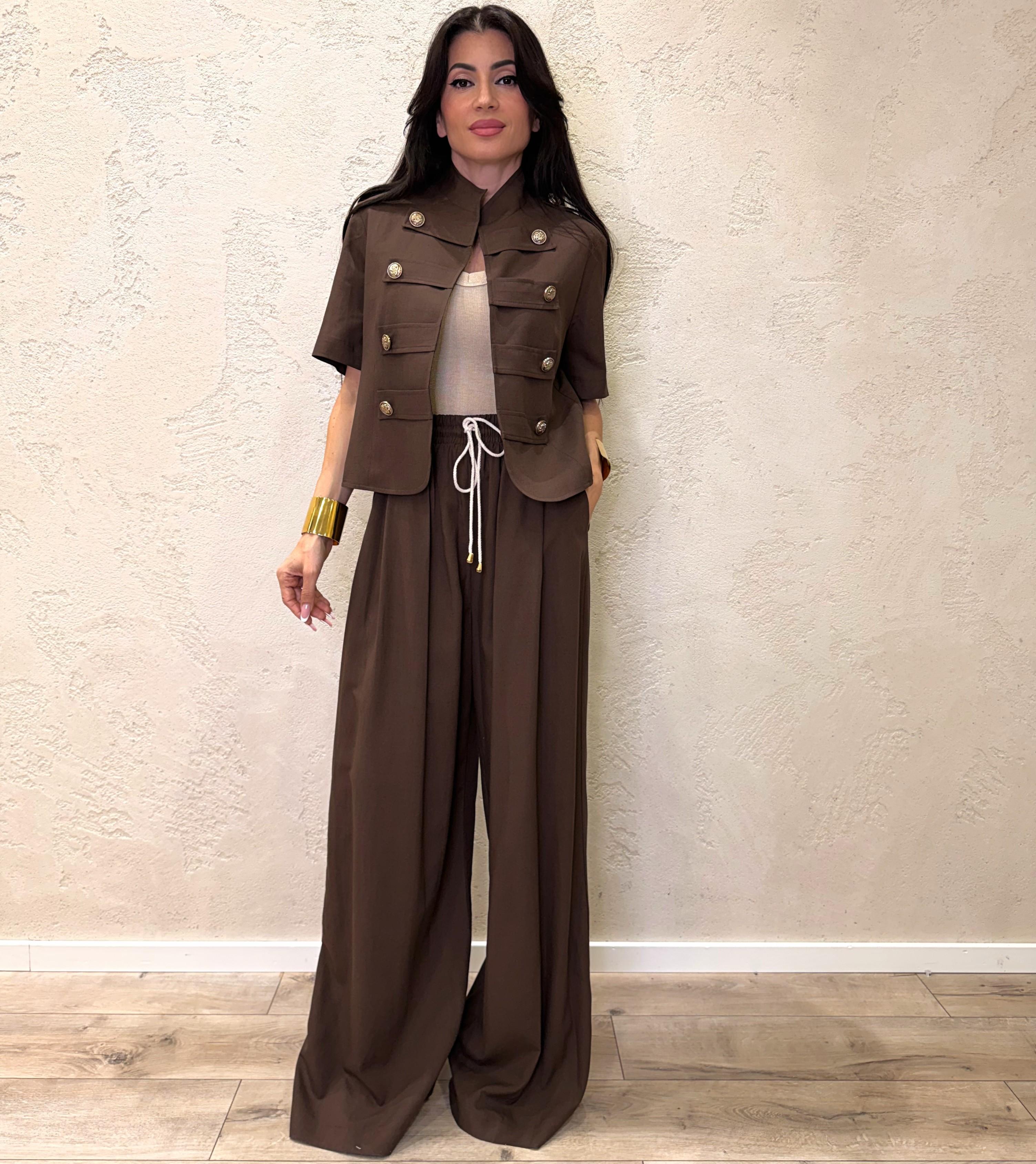pantalone a palazzo morbido misto lino TAB2051 MORO VICOLO 