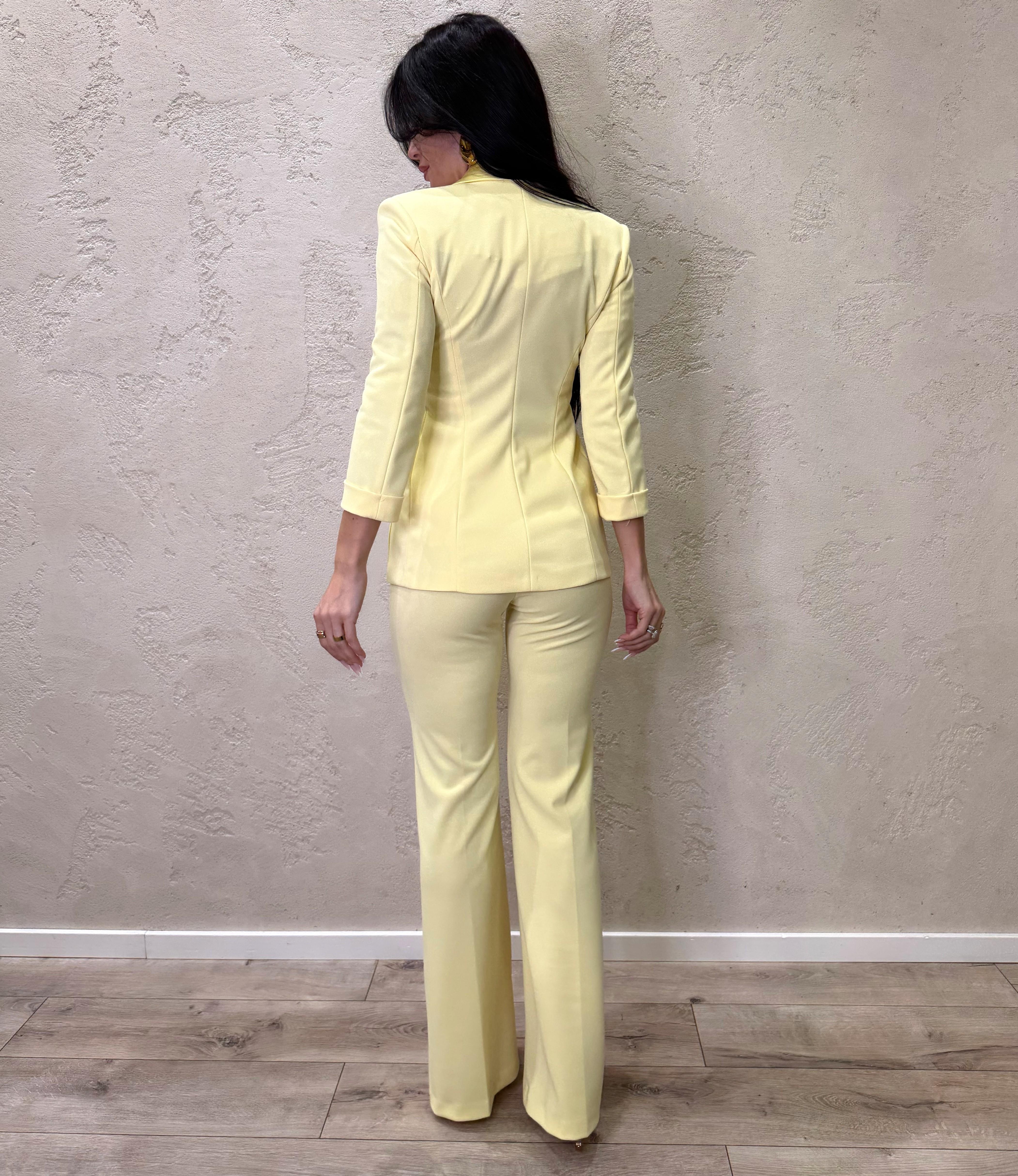 pantalone elgante a zampa in crepe elasticizzato P3E9LAW CANARINO IMPERIAL 
