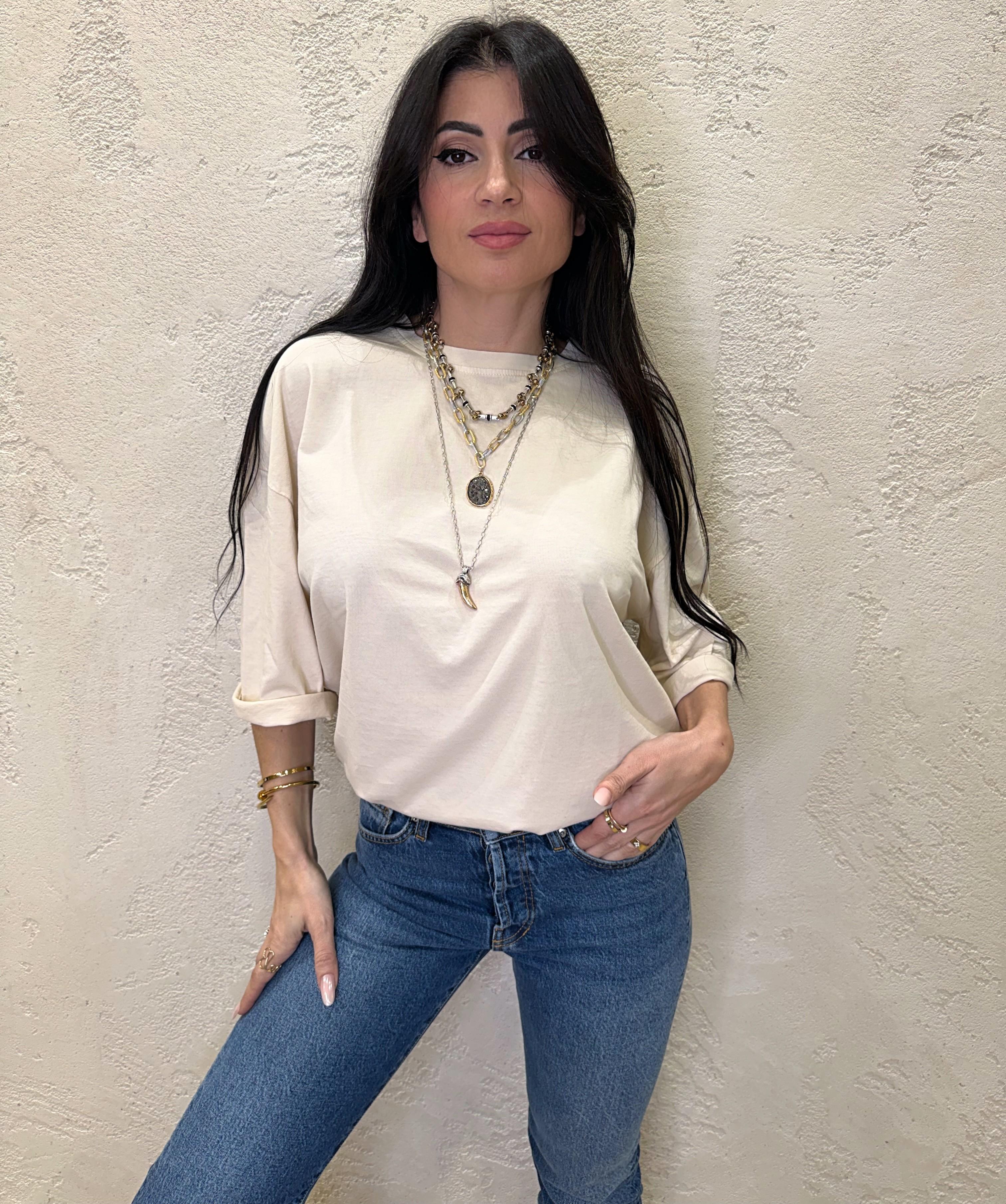 t-shirt over size basica a manica corta 2703 BURRO SUSY MIX 