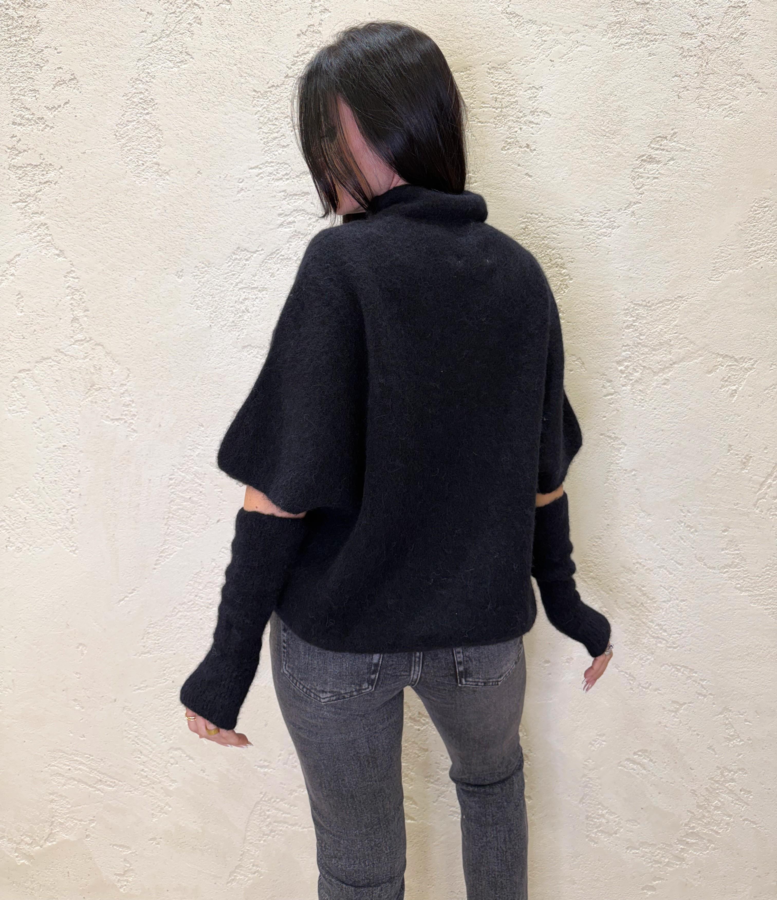 pull baby alpaca e lana con manicotti IT26028M NERO MOTEL 