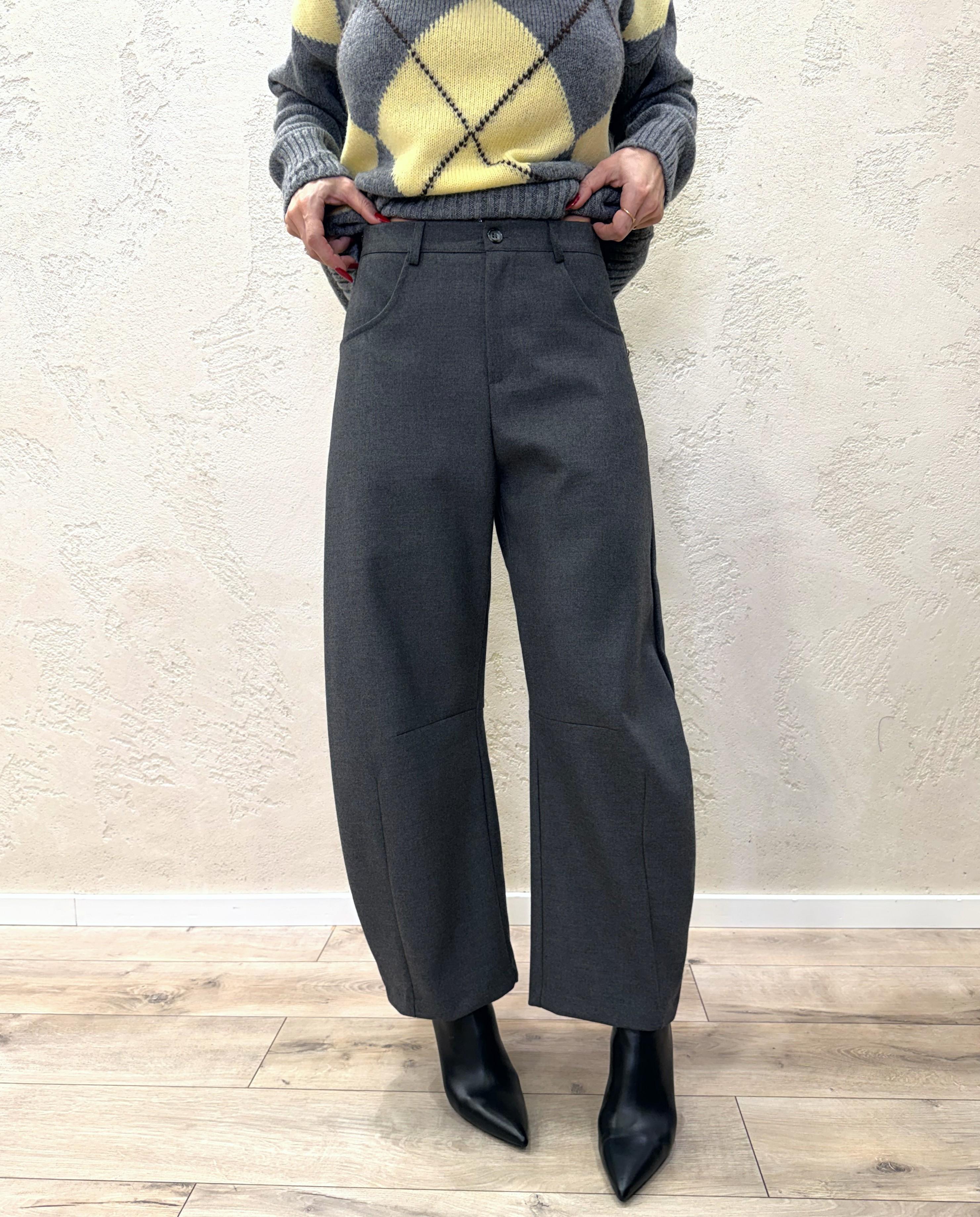 pantalone a ferro di cavallo in calda viscosa TF2239 GRIGIO VICOLO 