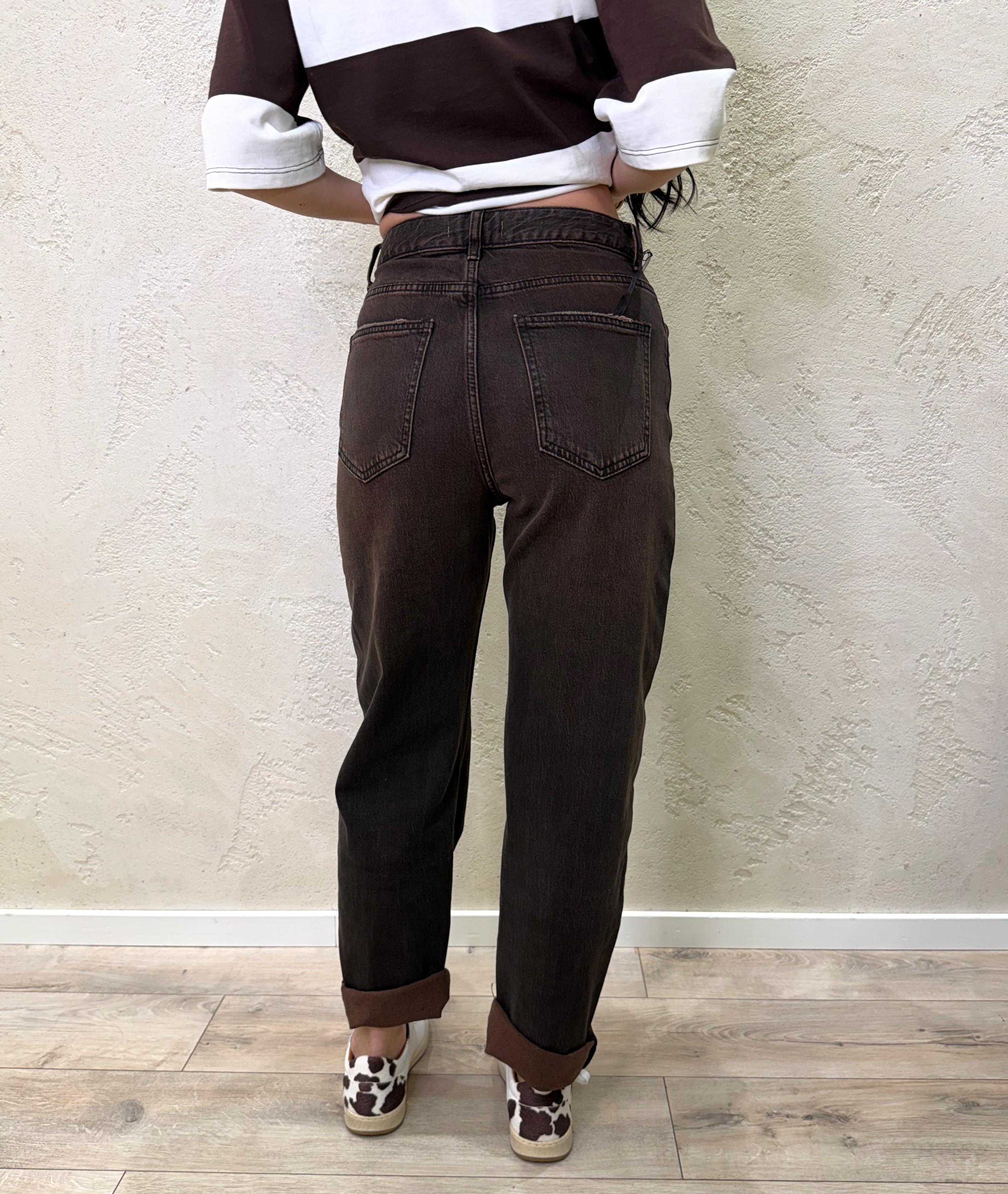 jeans nora elasticizzato modello a gamba dritta JNSGAMBADRITTA MORO ELEVI 