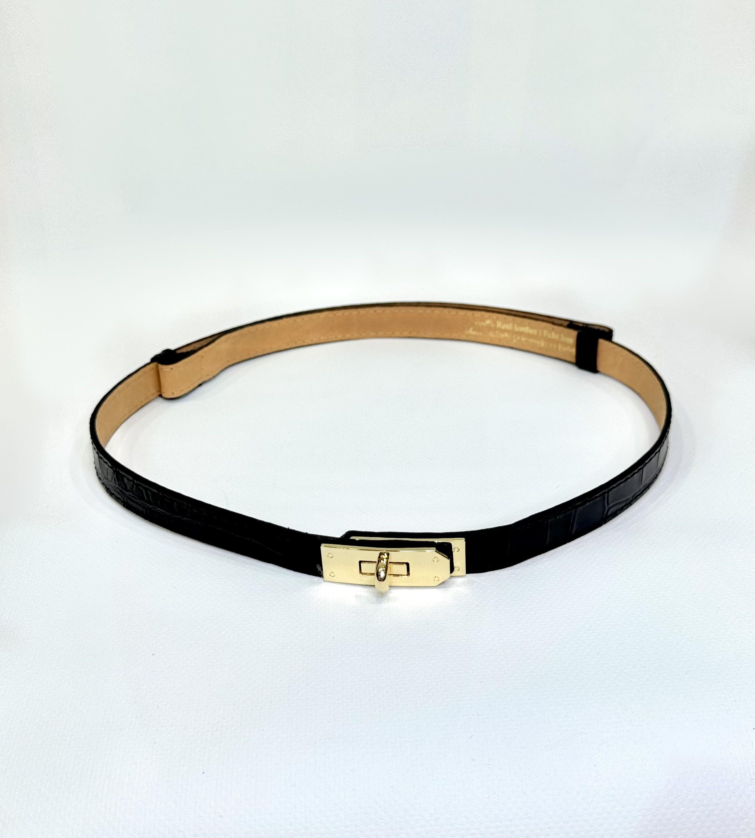 cintura kelly vera pelle CKCOCCODRILLO NERO ELEVI 