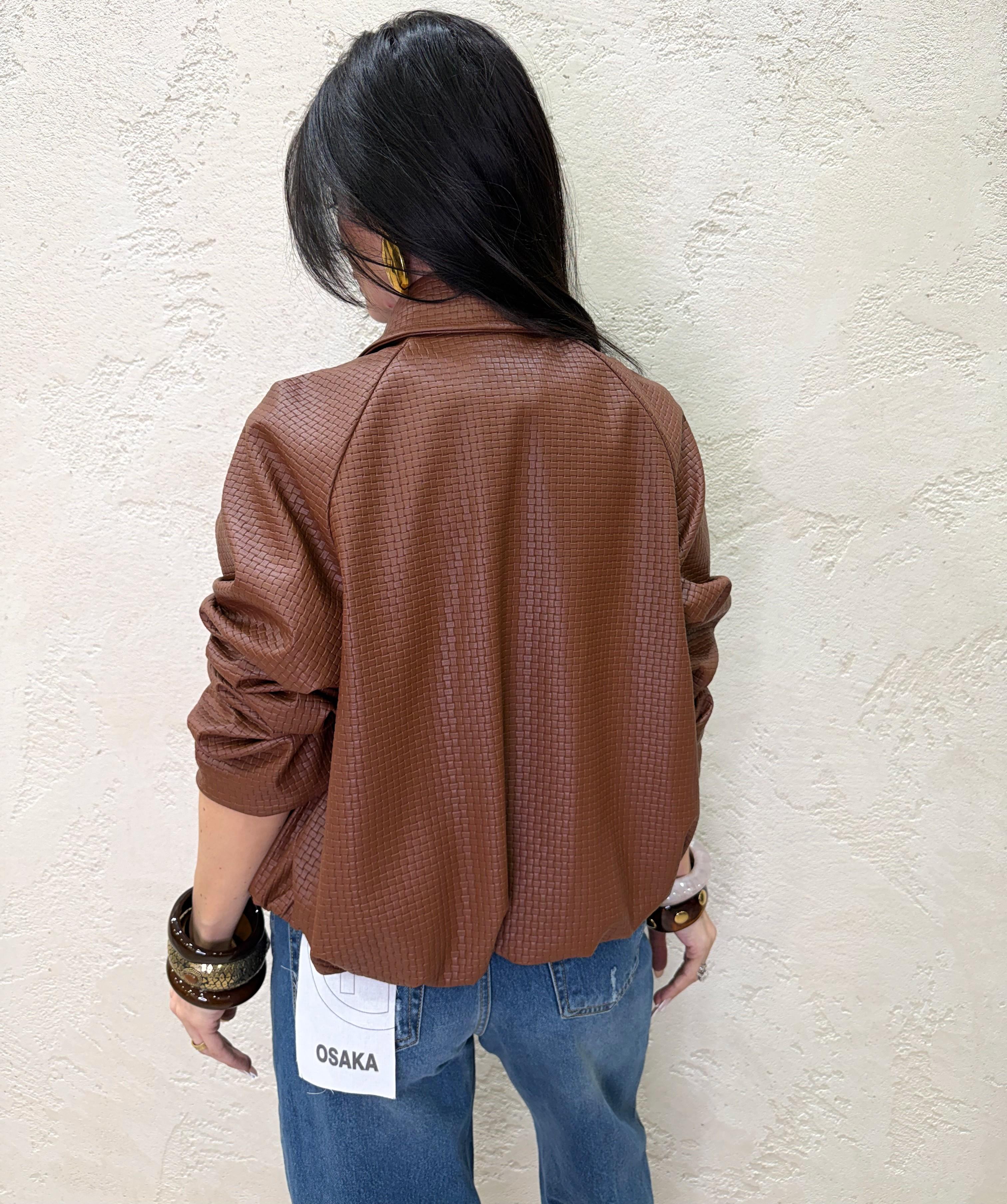 bomber in ecopelle con texture intreccio KNO-Q056 BRUCIATO HAVEONE 