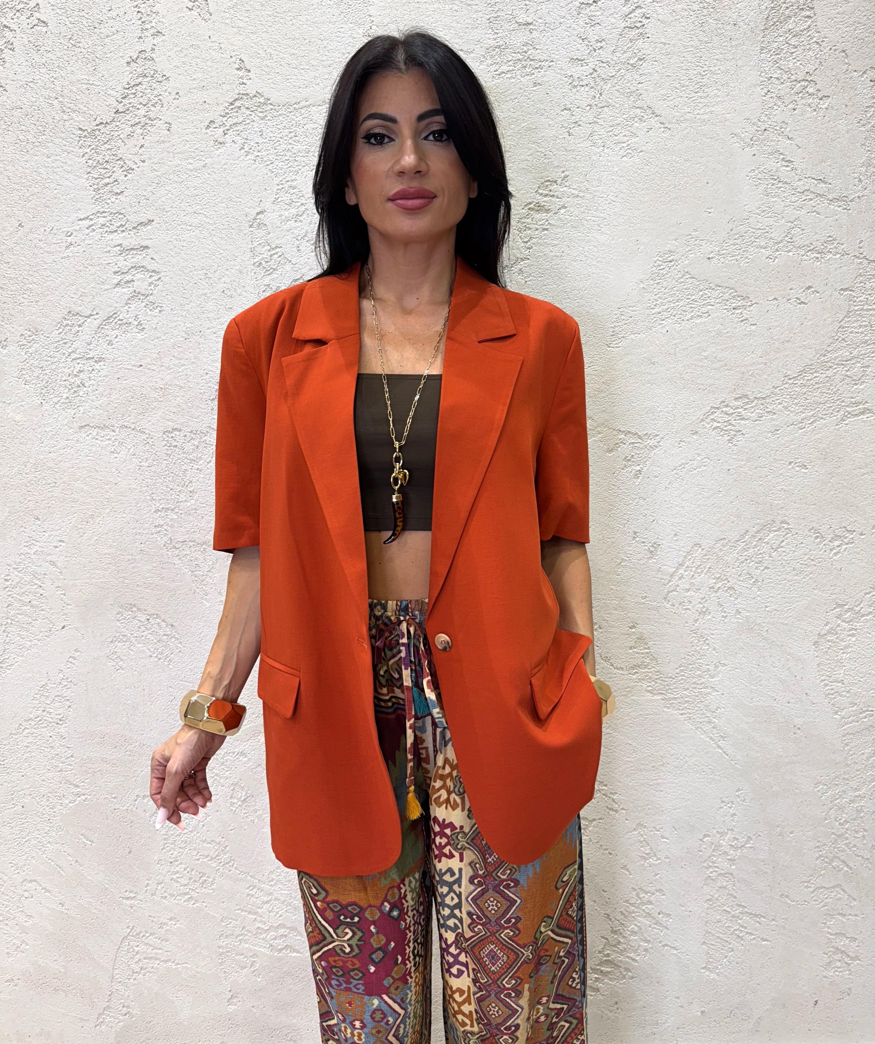 blazer over misto lino con maniche corte TD2392 ARAGOSTA VICOLO 