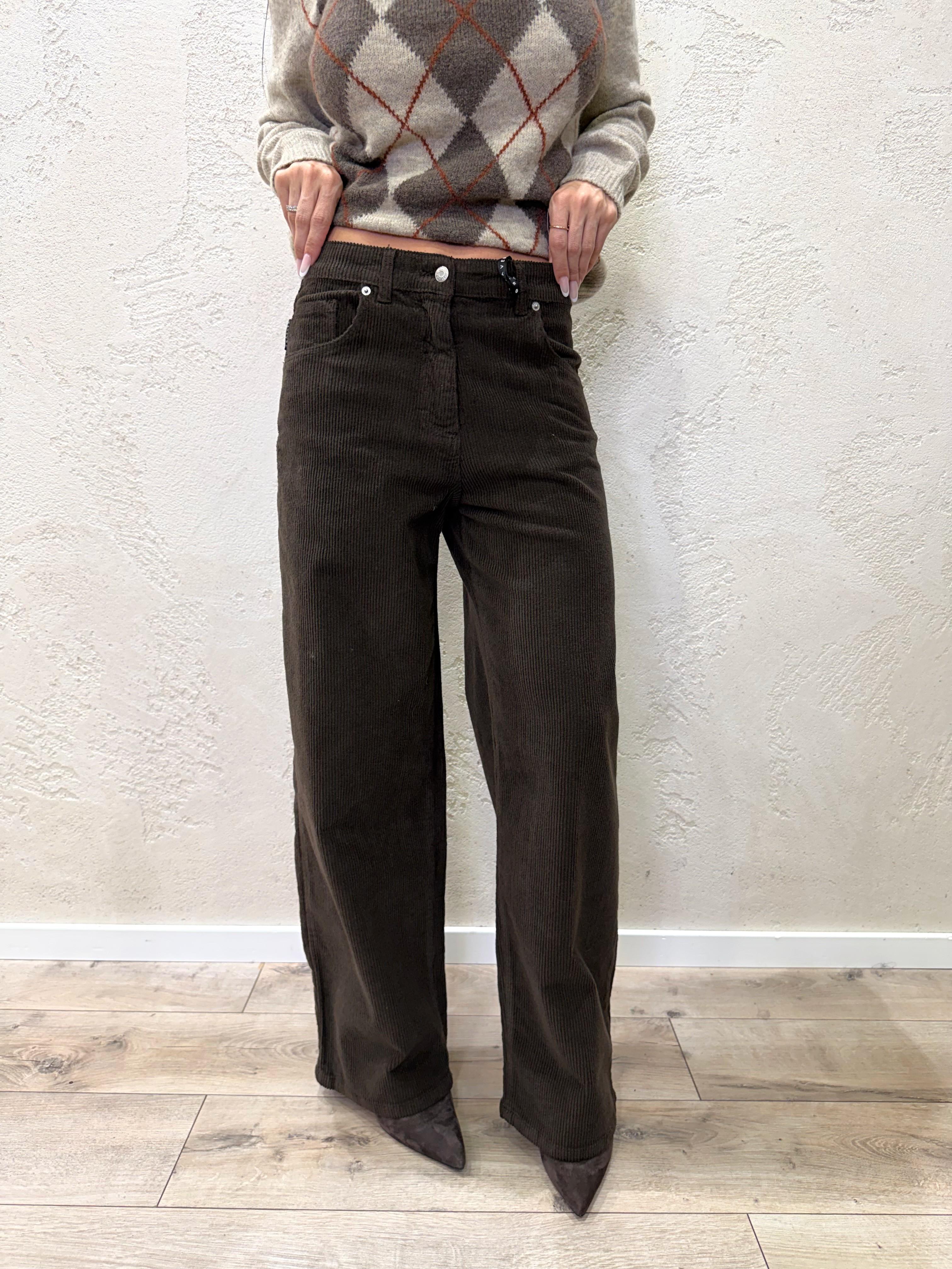 pantaloni a gamba dritta in velluto a costine PLS-P238 MORO HAVEONE 