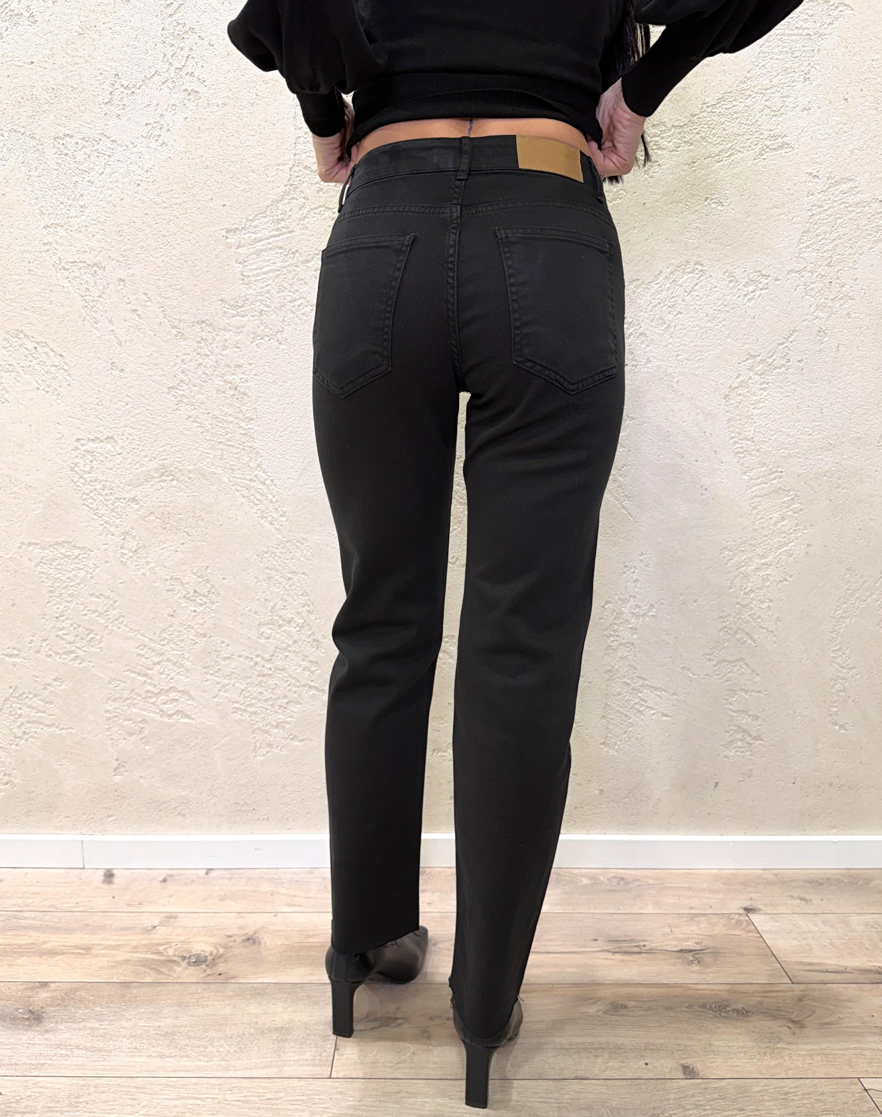 jeans elasticizzato a gamba dritta CJ12704 NERO TENSIONE IN 