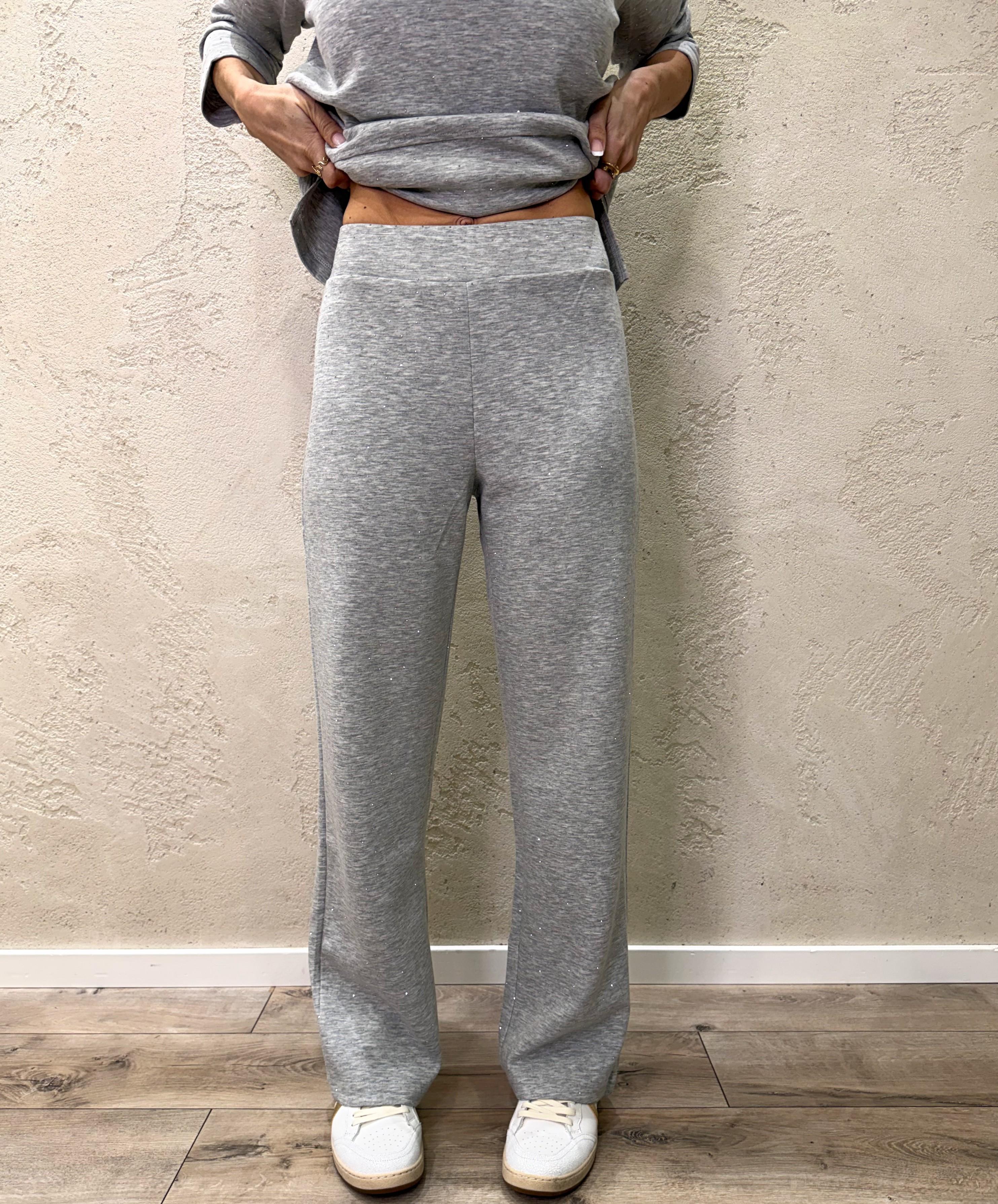 completo coordinato in felpa con strass COMPLETRASS GRIGIO ELEVI 